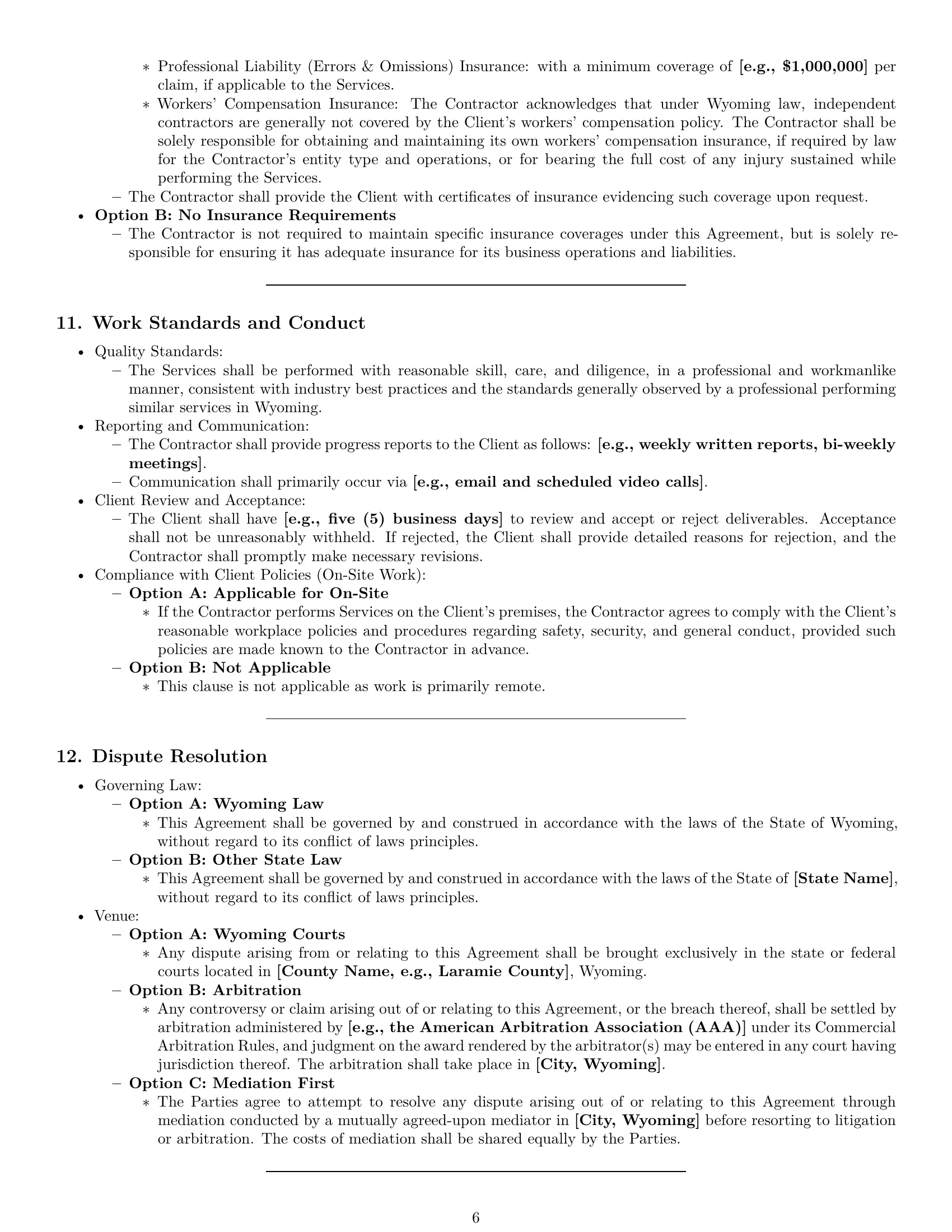 Preview page 6 of Pro Wyoming independent contractor agreement template