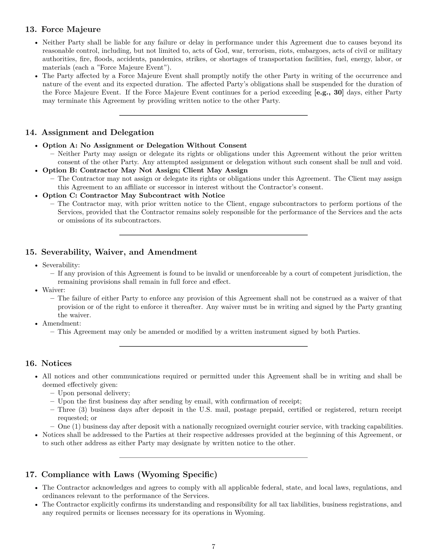 Preview page 7 of Pro Wyoming independent contractor agreement template