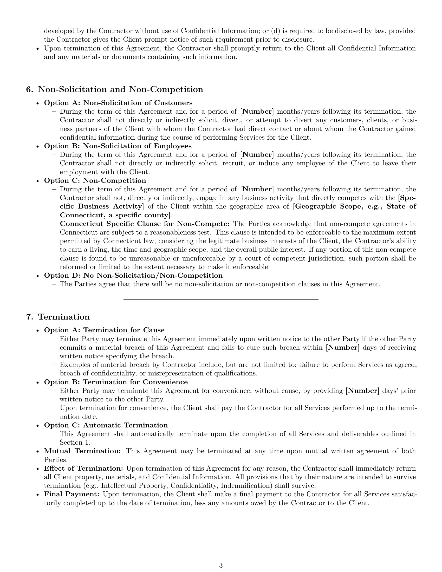 Preview page 3 of Pro Connecticut independent contractor agreement template