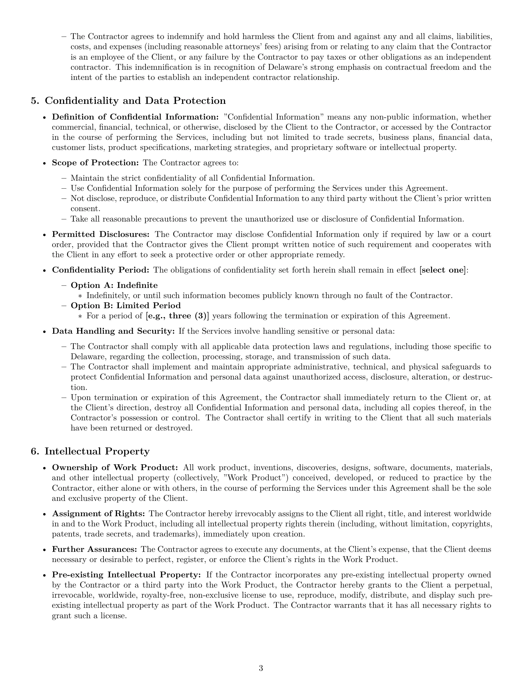 Preview page 3 of Pro Delaware independent contractor agreement template