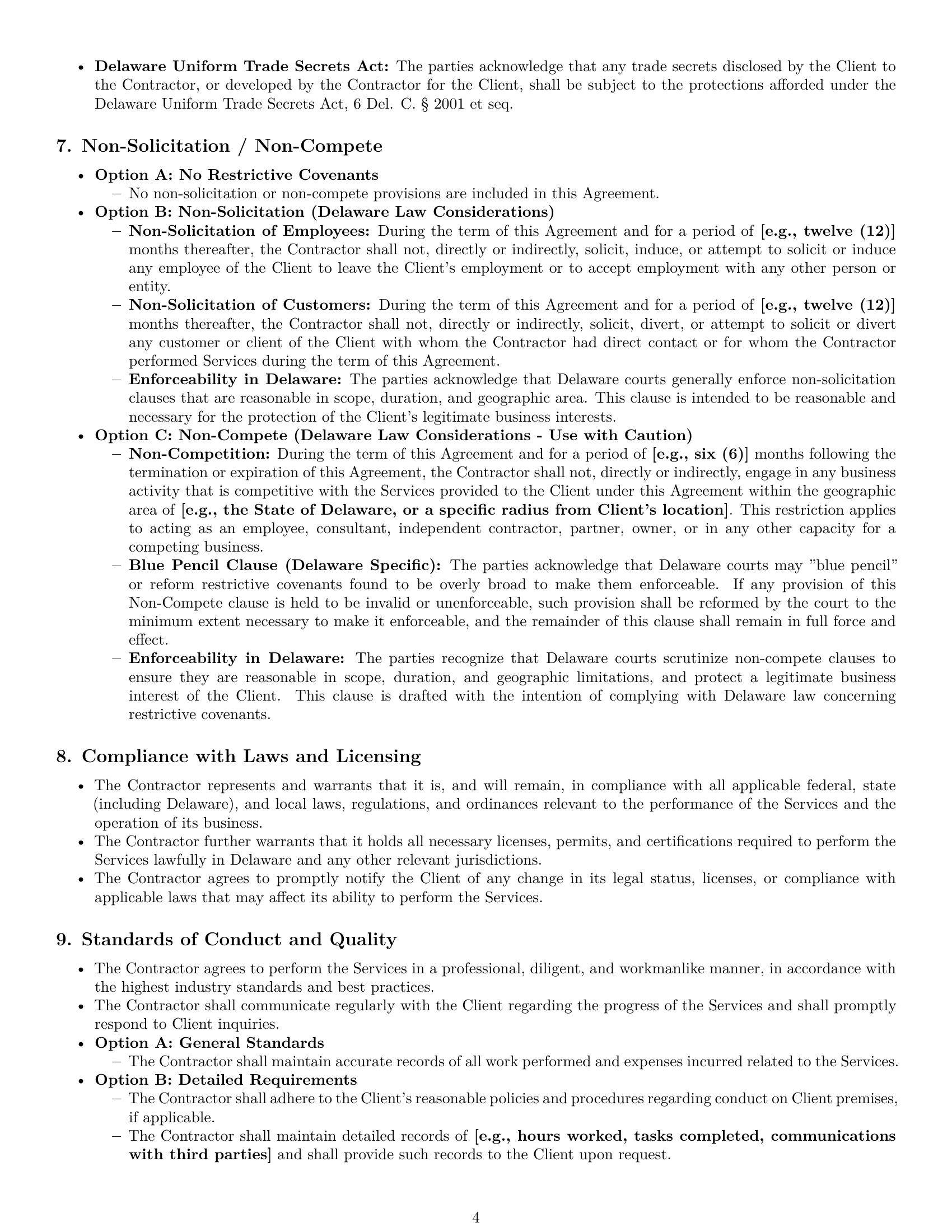 Preview page 4 of Pro Delaware independent contractor agreement template