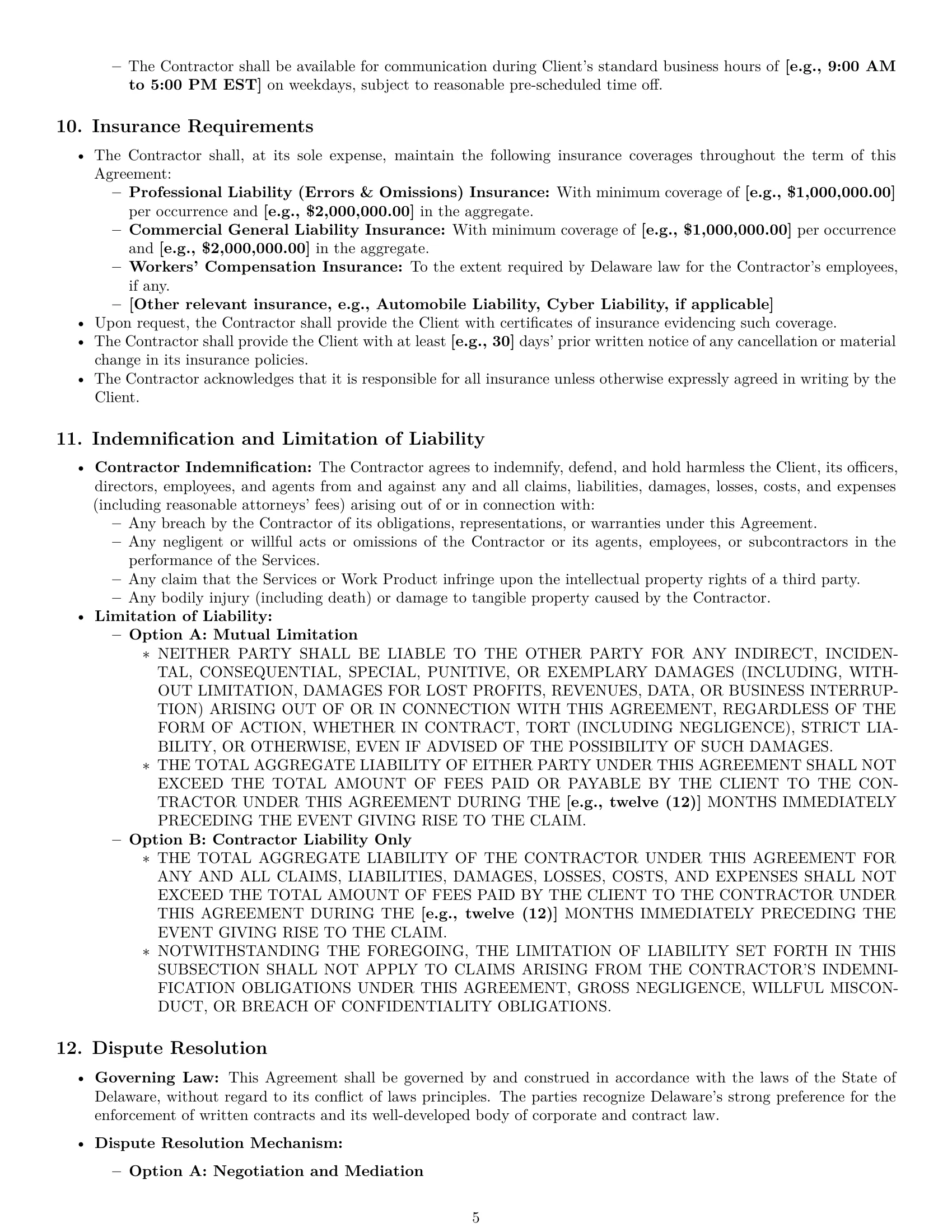 Preview page 5 of Pro Delaware independent contractor agreement template
