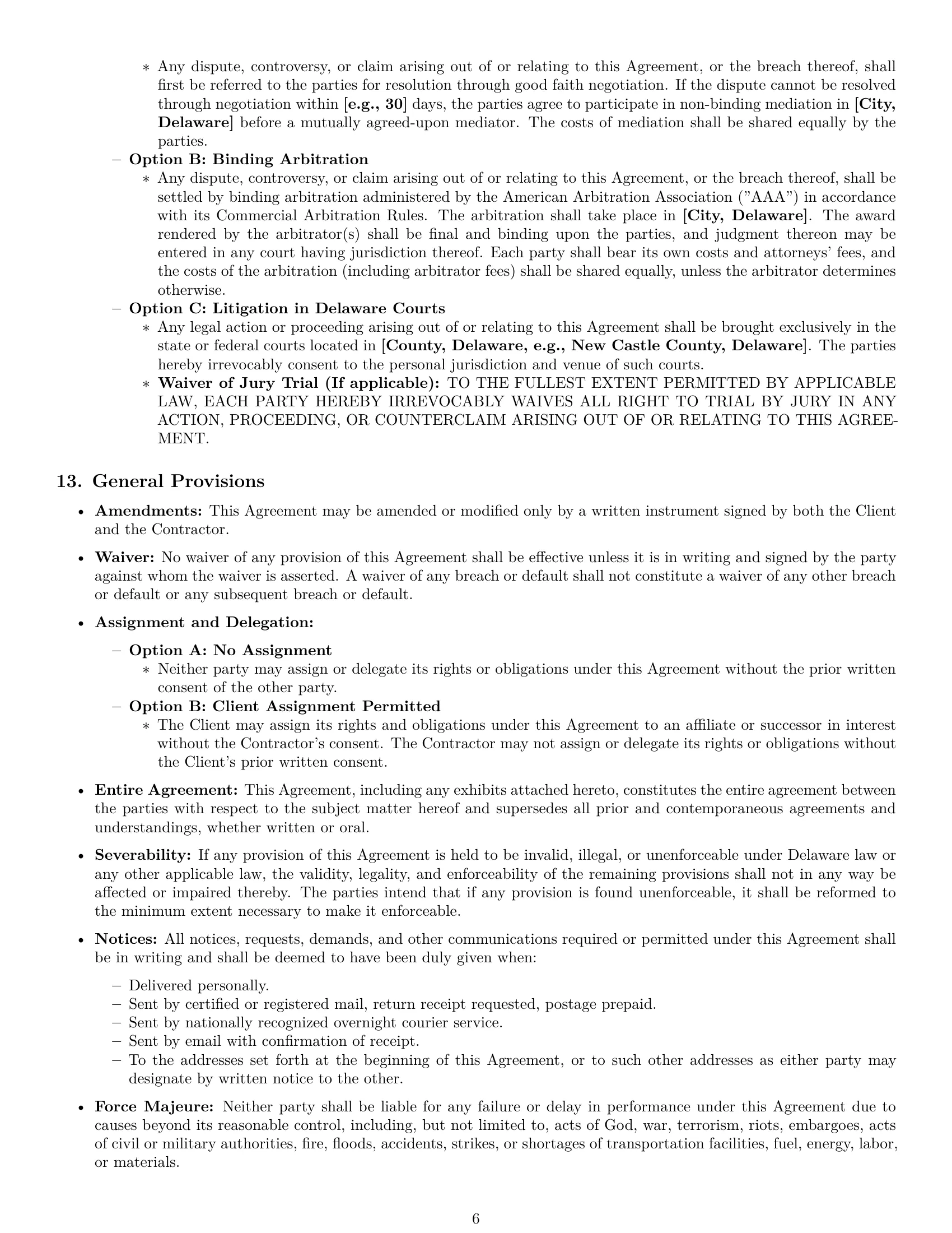Preview page 6 of Pro Delaware independent contractor agreement template