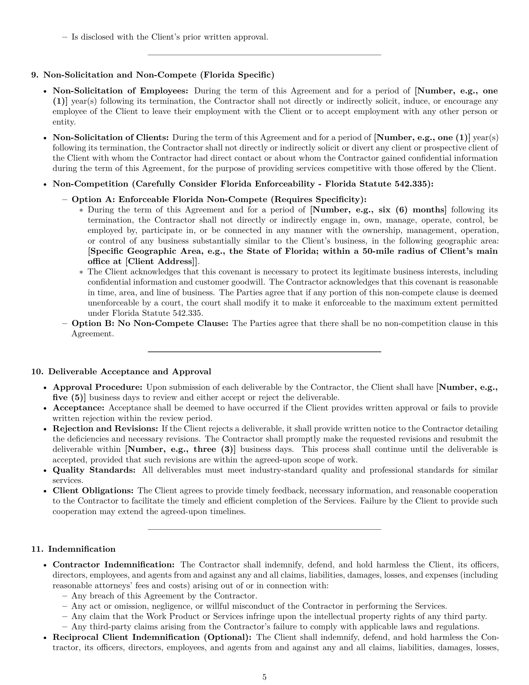 Preview page 5 of Pro Florida independent contractor agreement template