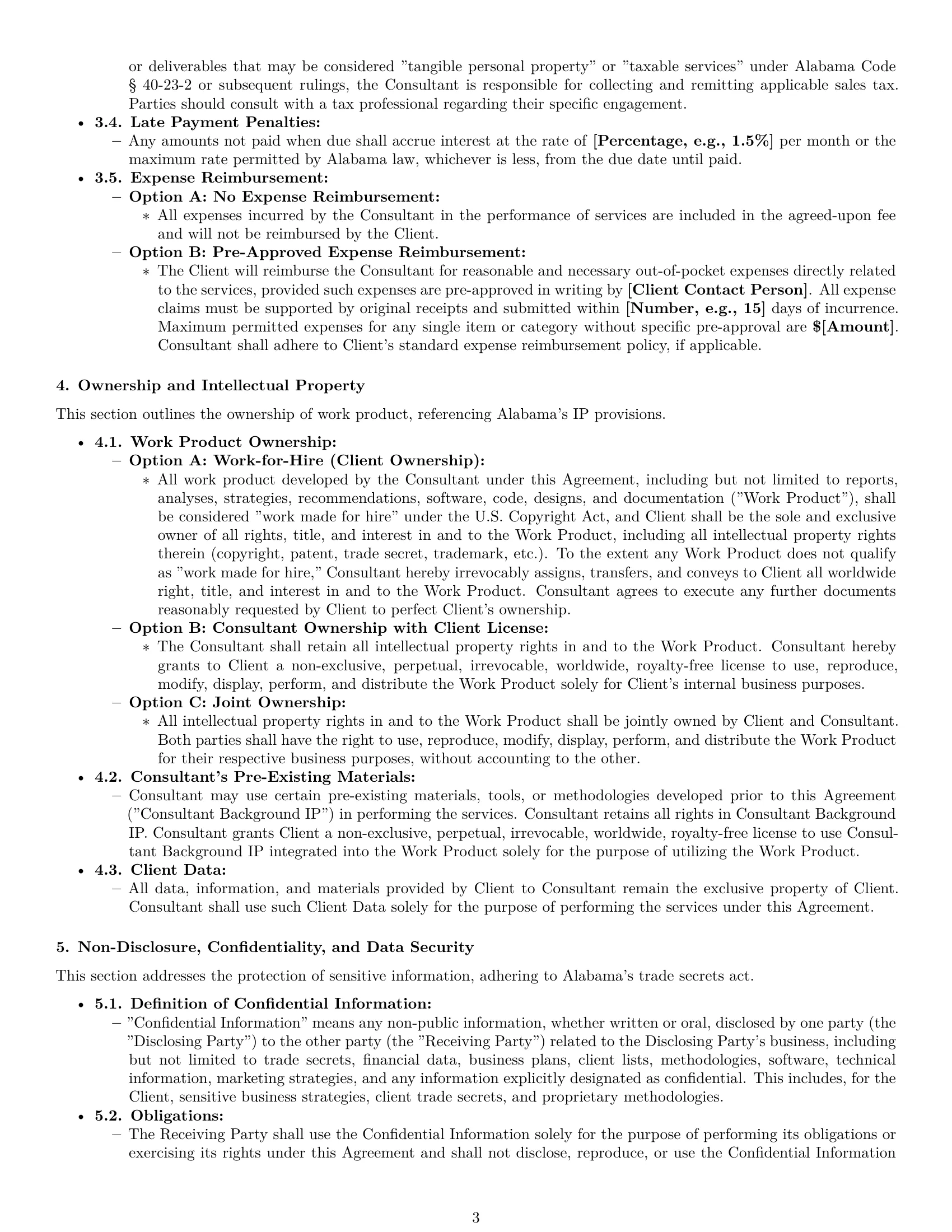 Preview page 3 of Pro Alabama consulting independent contractor agreement template