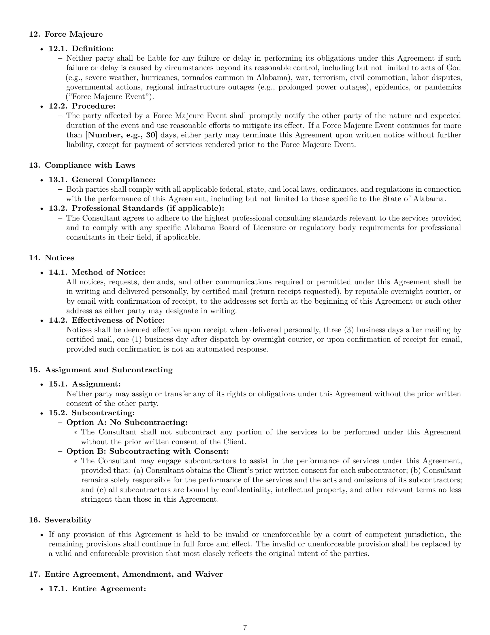 Preview page 7 of Pro Alabama consulting independent contractor agreement template