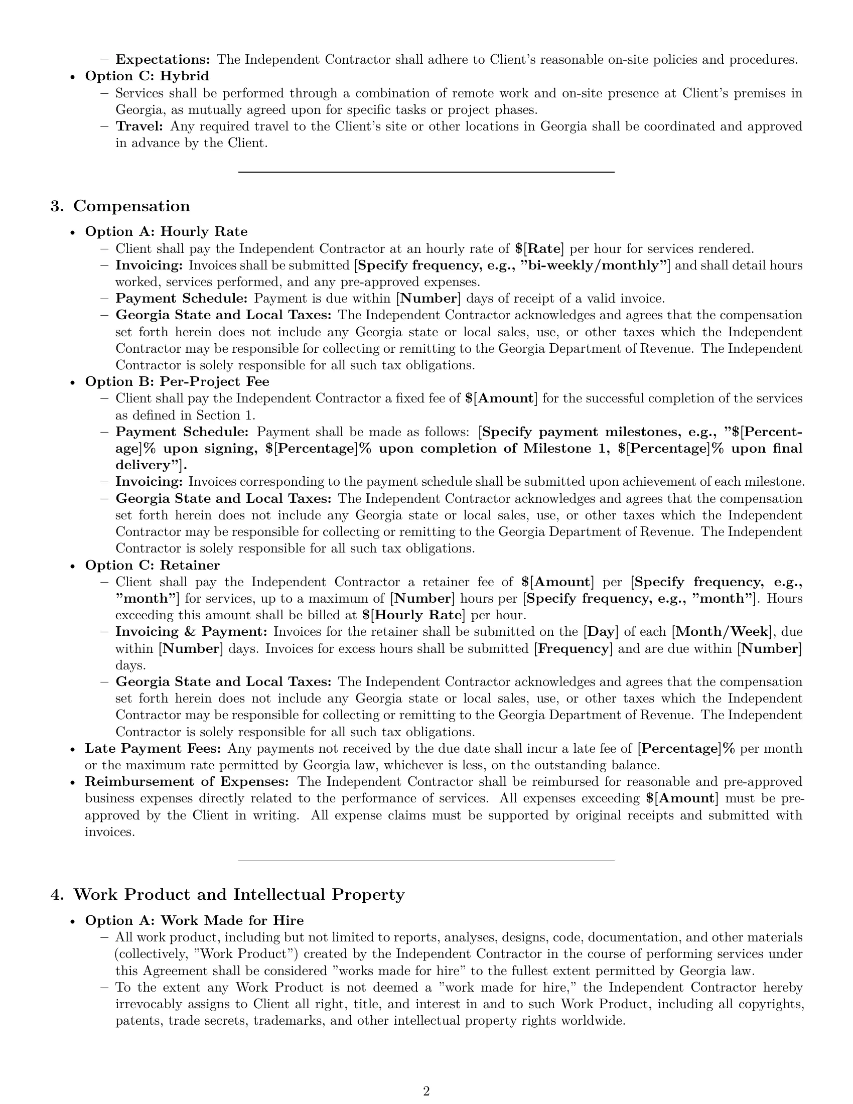 Preview page 2 of Pro Georgia consulting independent contractor agreement template