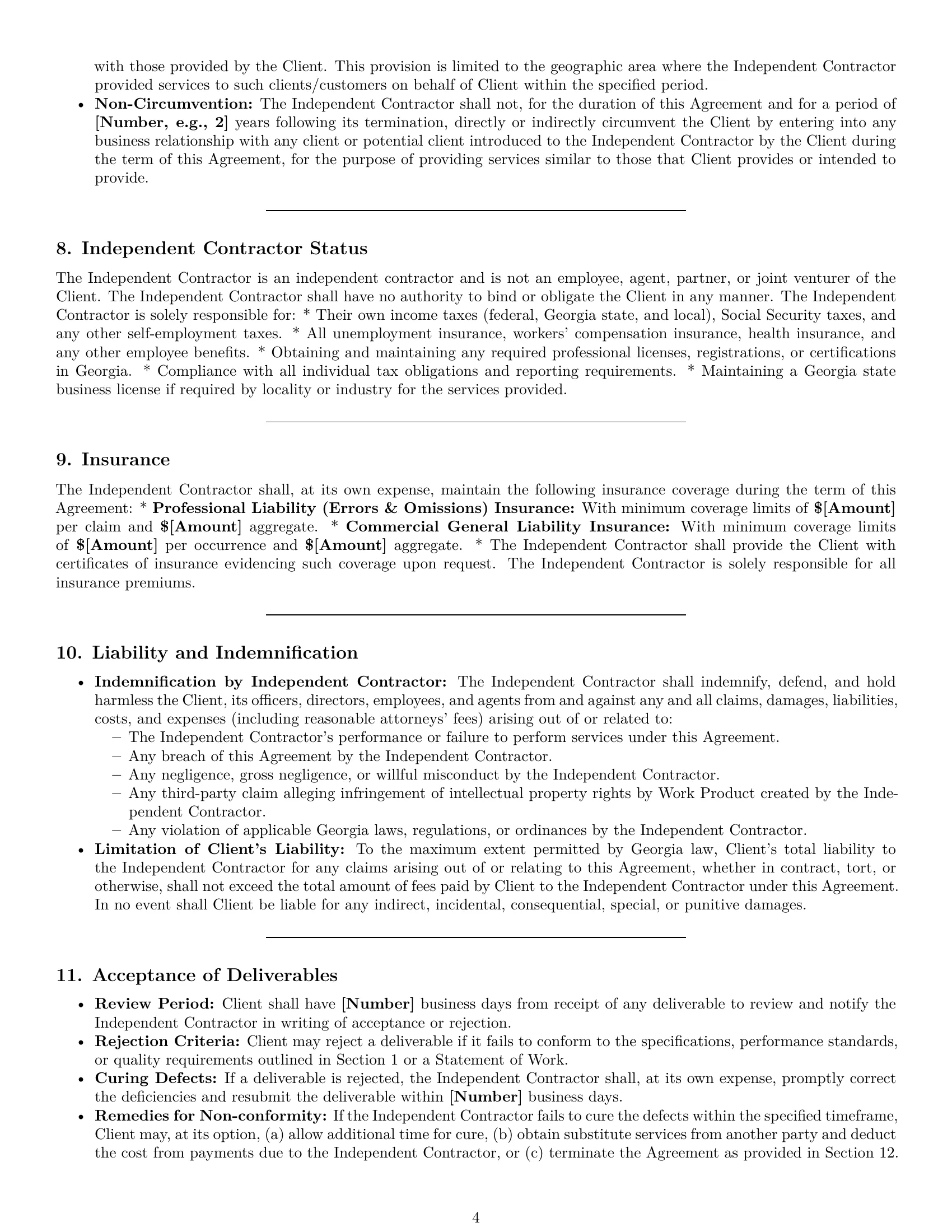 Preview page 4 of Pro Georgia consulting independent contractor agreement template