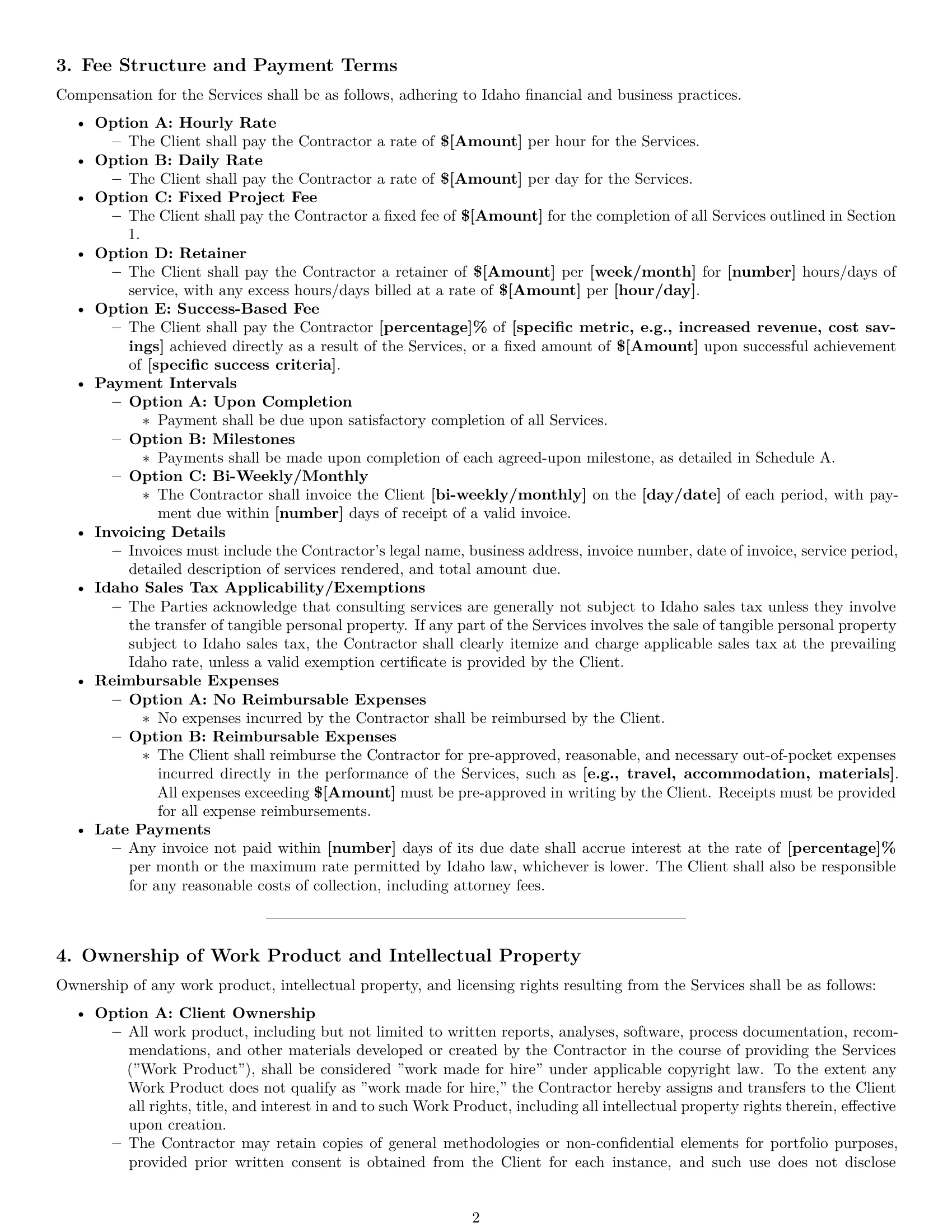 Preview page 2 of Pro Idaho consulting independent contractor agreement template