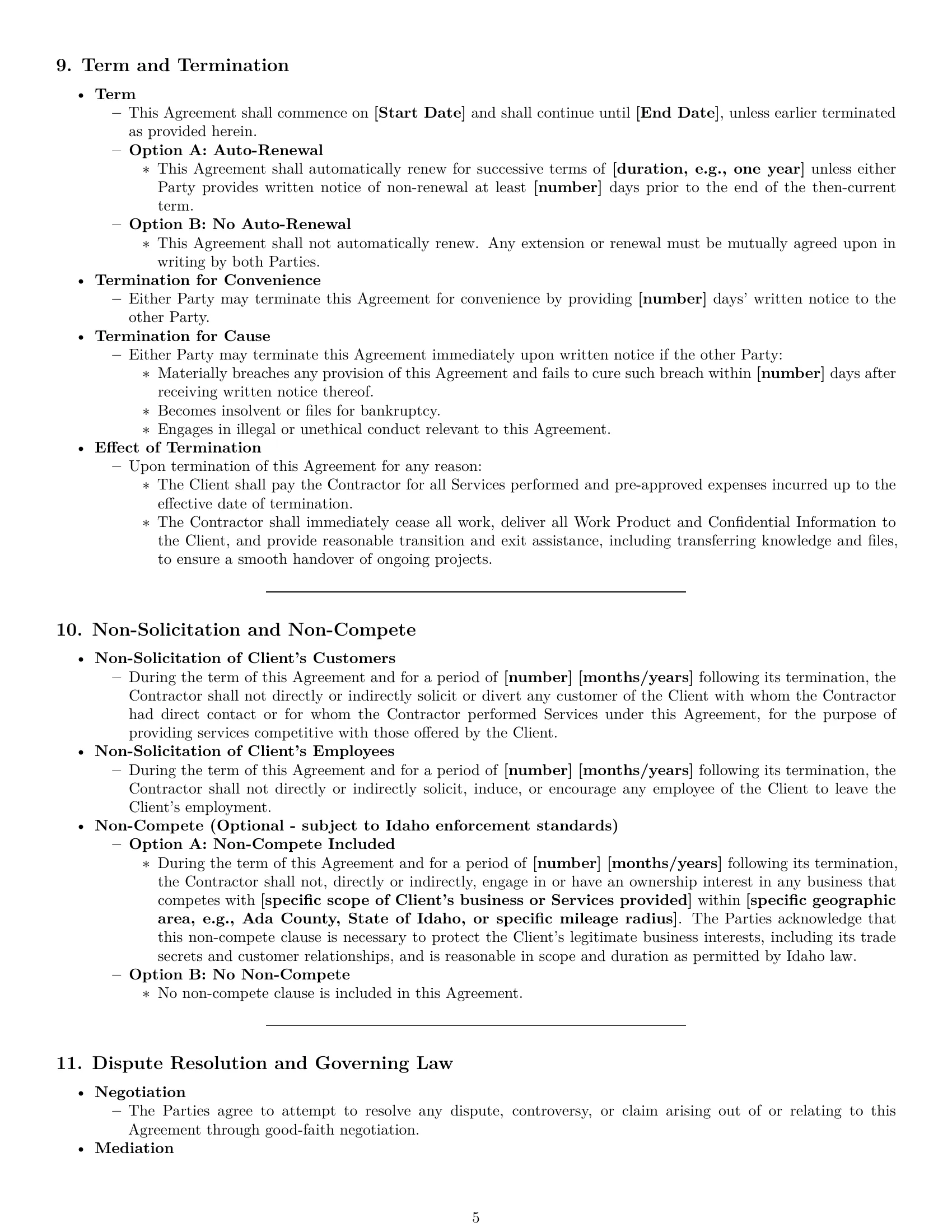 Preview page 5 of Pro Idaho consulting independent contractor agreement template