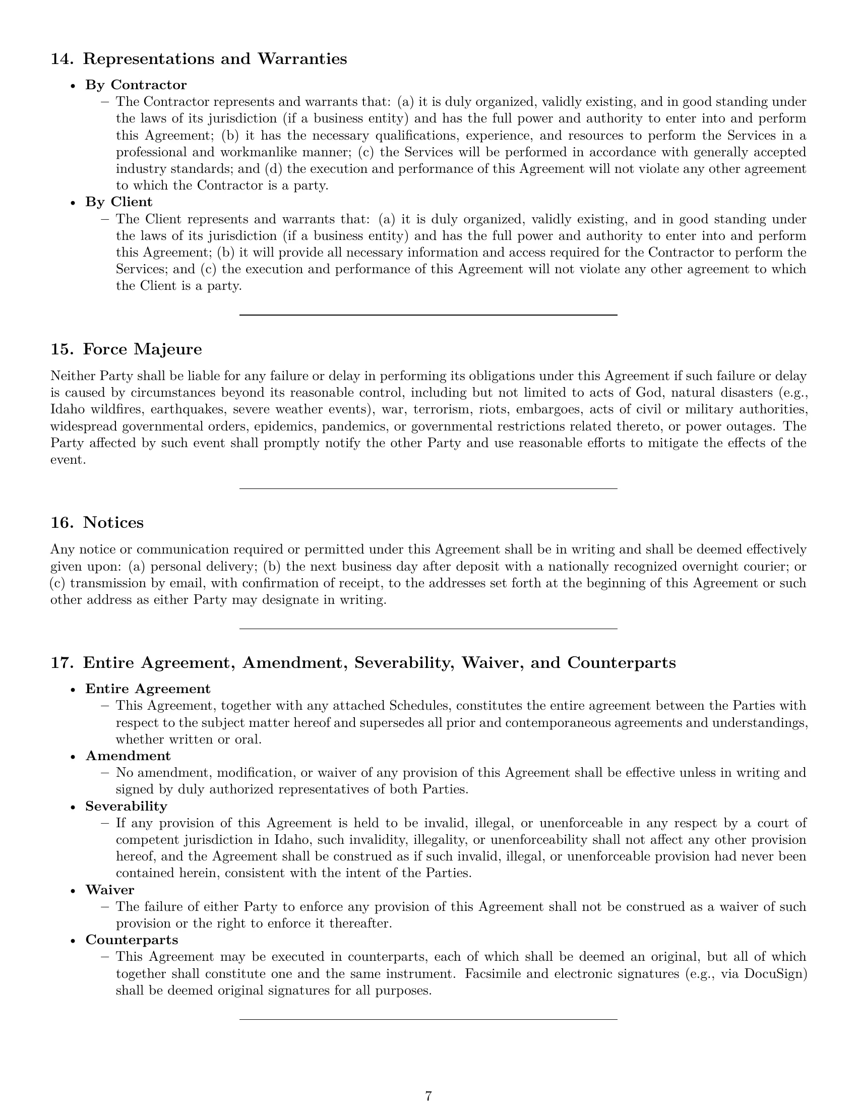 Preview page 7 of Pro Idaho consulting independent contractor agreement template