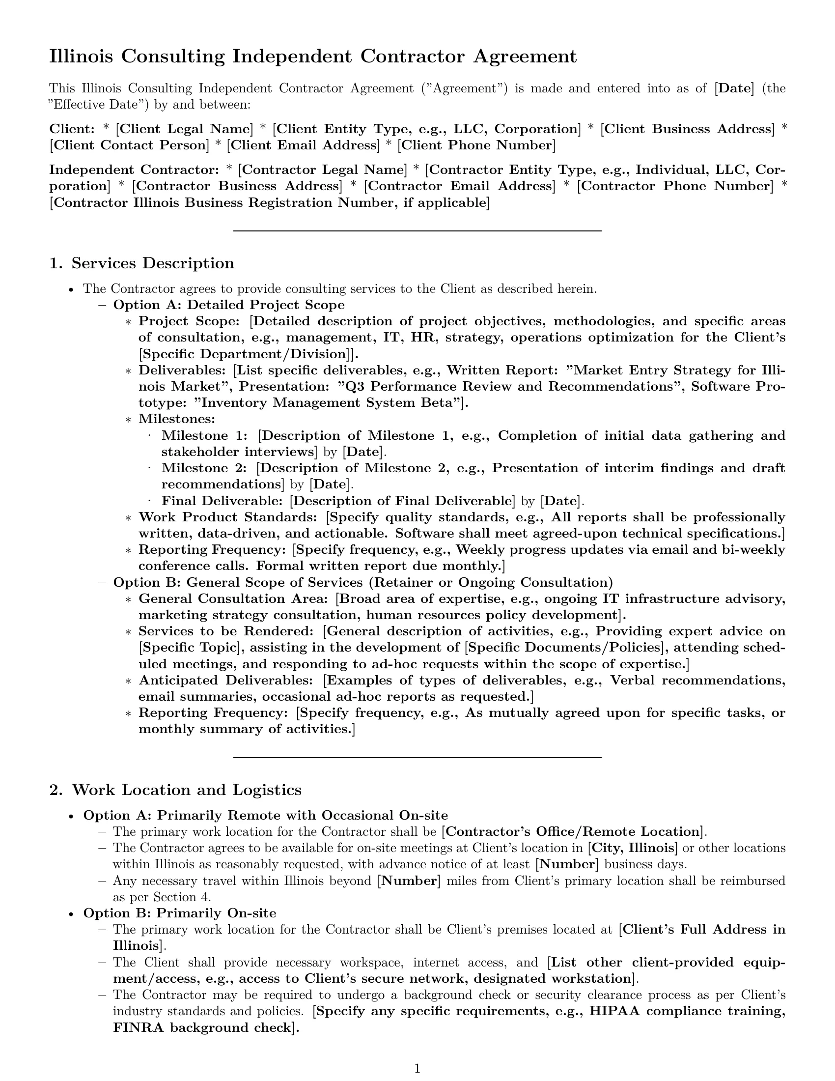 Preview page 1 of Pro Illinois consulting independent contractor agreement template