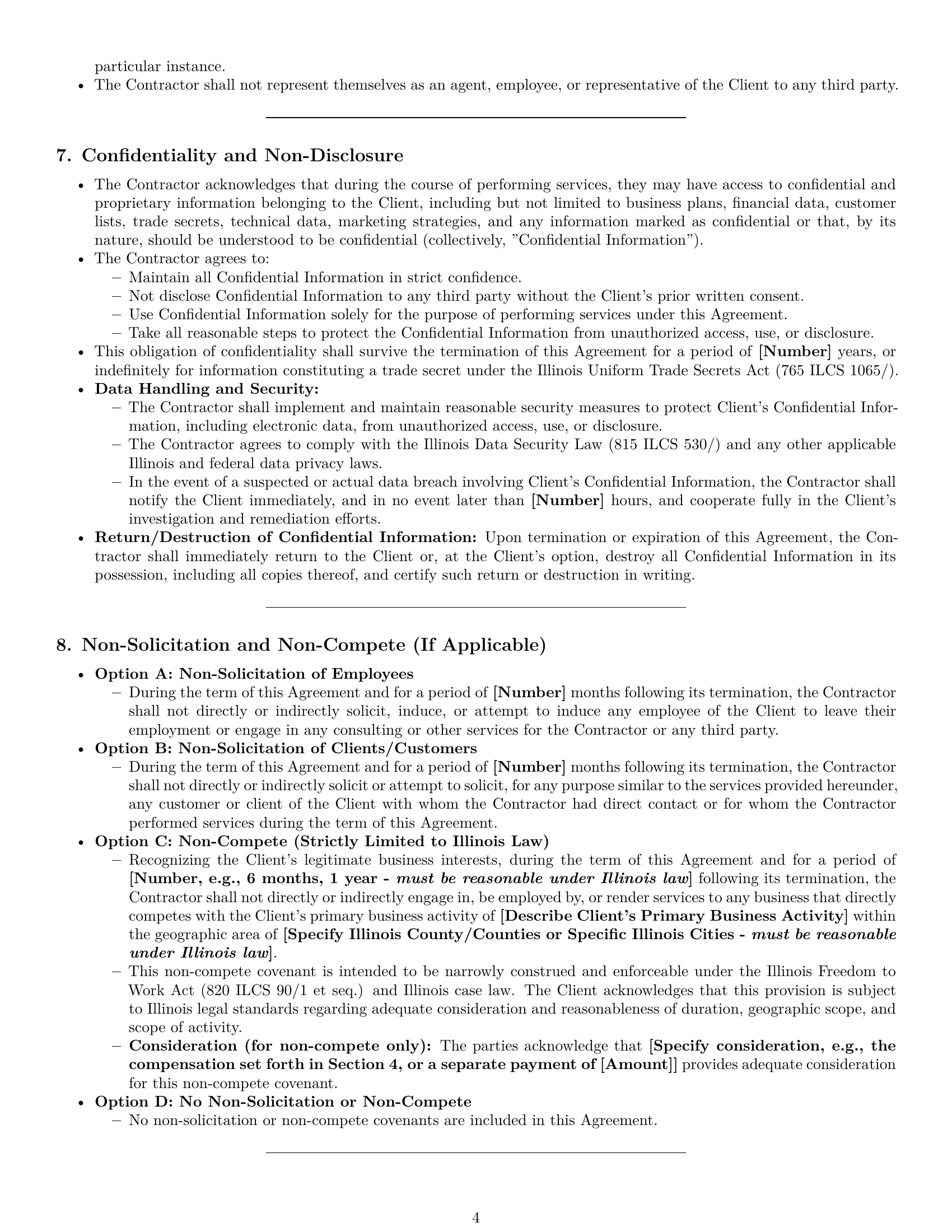 Preview page 4 of Pro Illinois consulting independent contractor agreement template