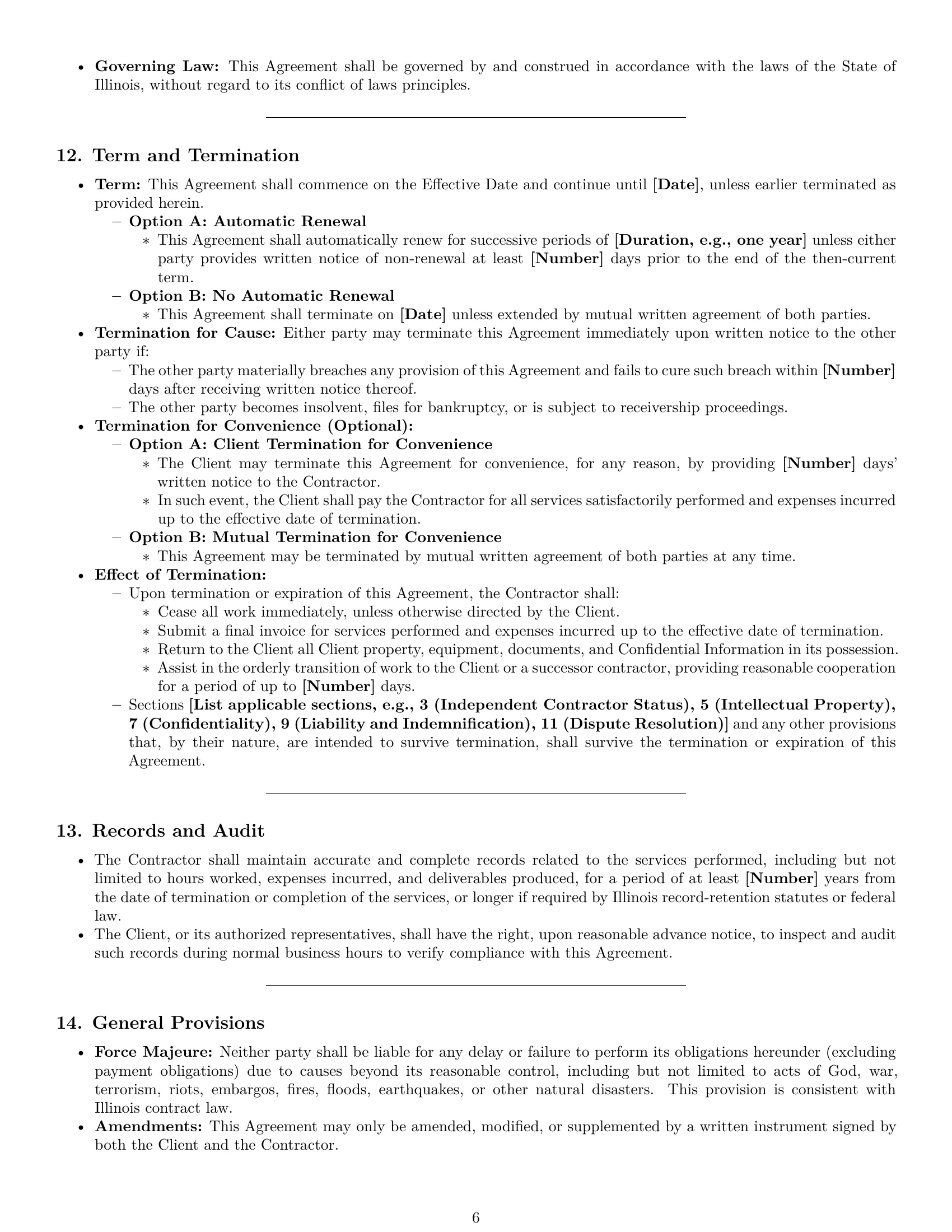 Preview page 6 of Pro Illinois consulting independent contractor agreement template