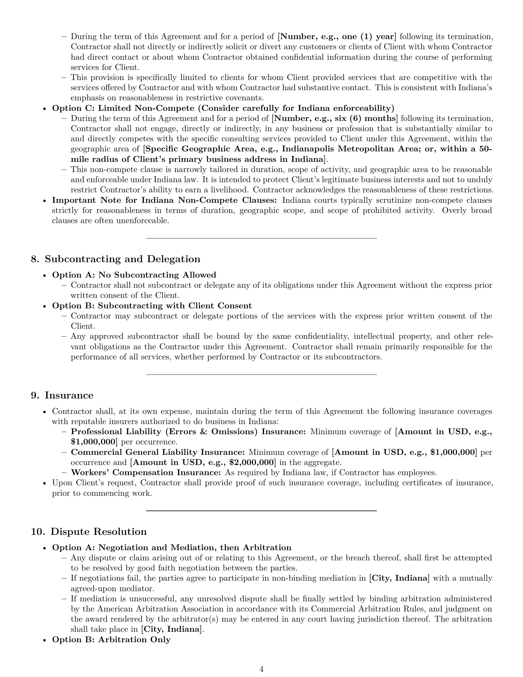 Preview page 4 of Pro Indiana consulting independent contractor agreement template