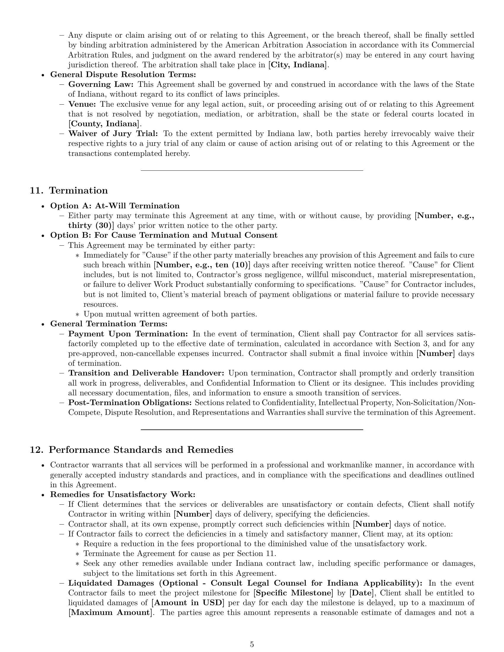 Preview page 5 of Pro Indiana consulting independent contractor agreement template