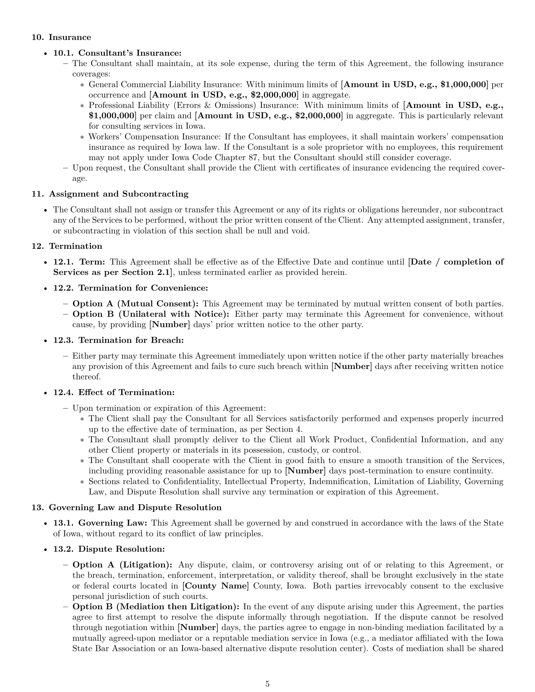 Preview page 5 of Pro Iowa consulting independent contractor agreement template