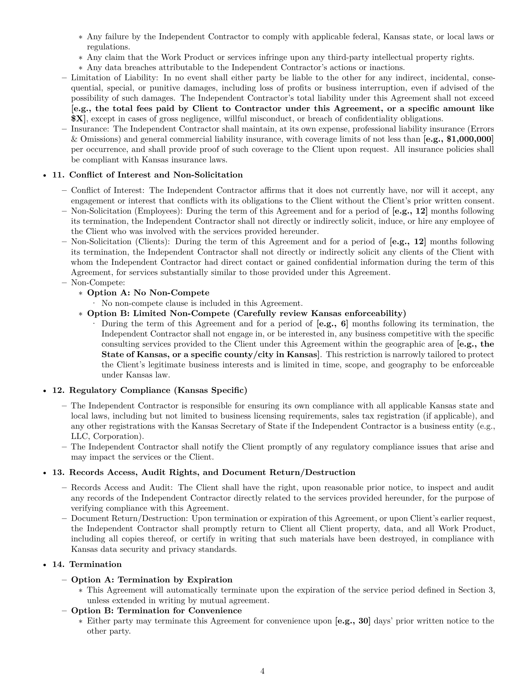 Preview page 4 of Pro Kansas consulting independent contractor agreement template