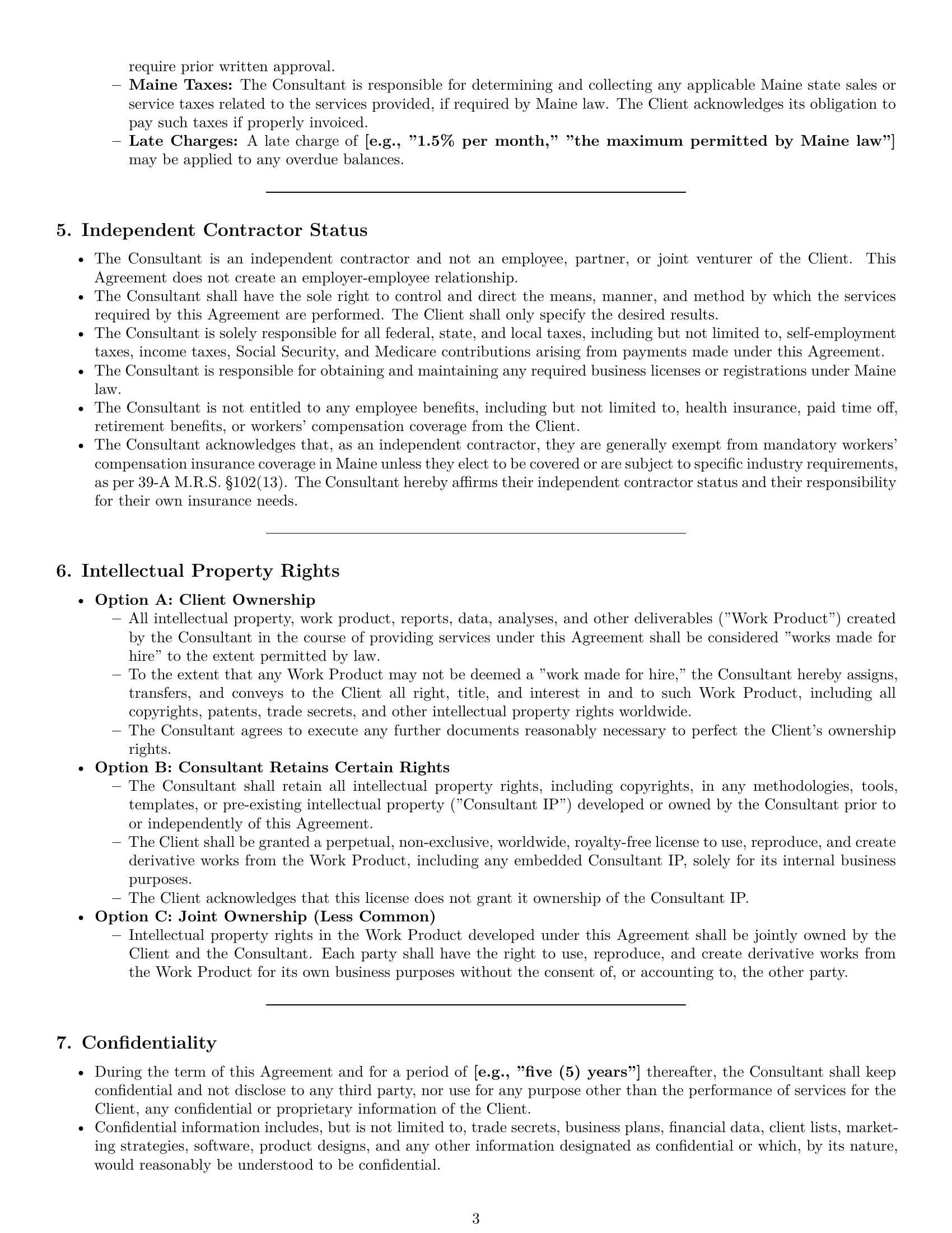 Preview page 3 of Pro Maine consulting independent contractor agreement template