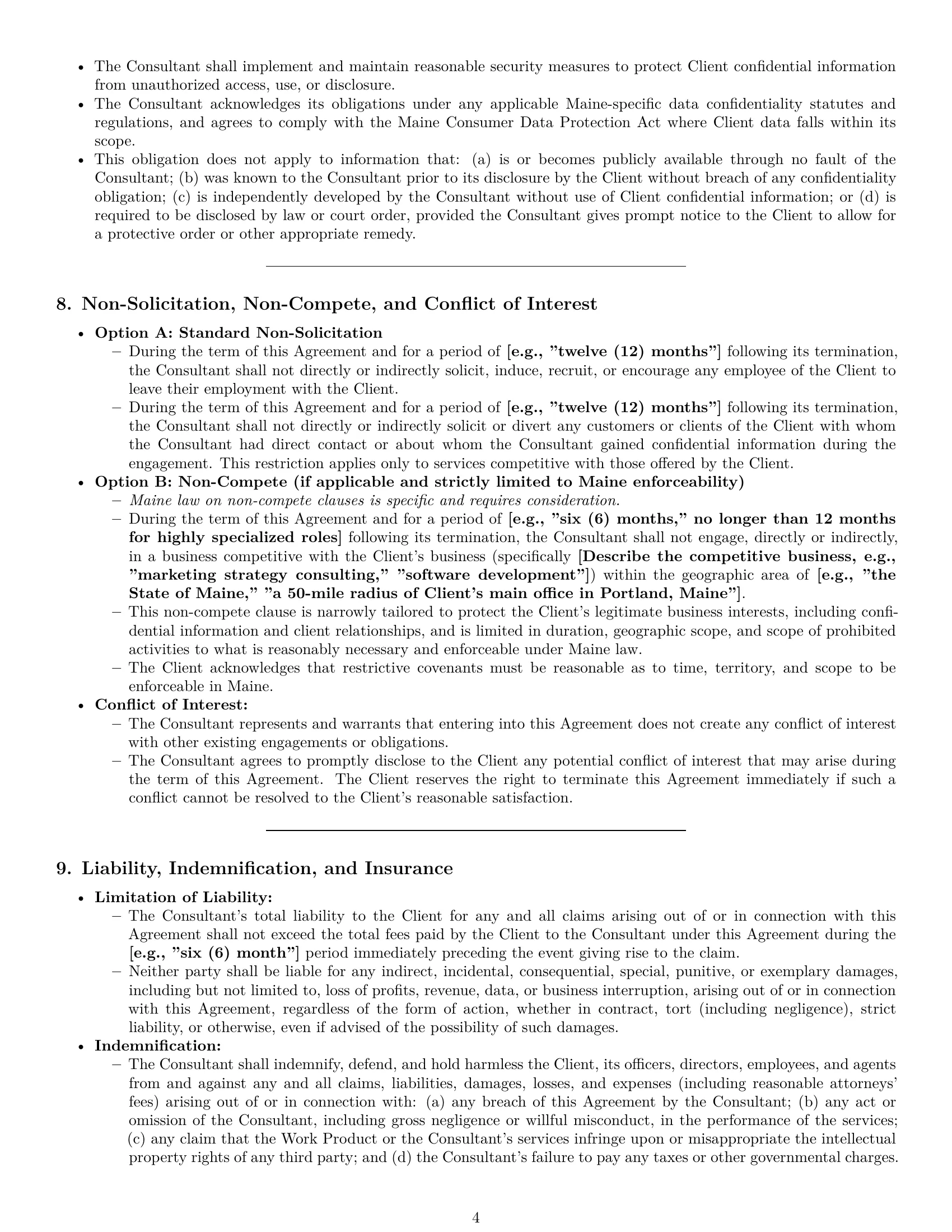 Preview page 4 of Pro Maine consulting independent contractor agreement template