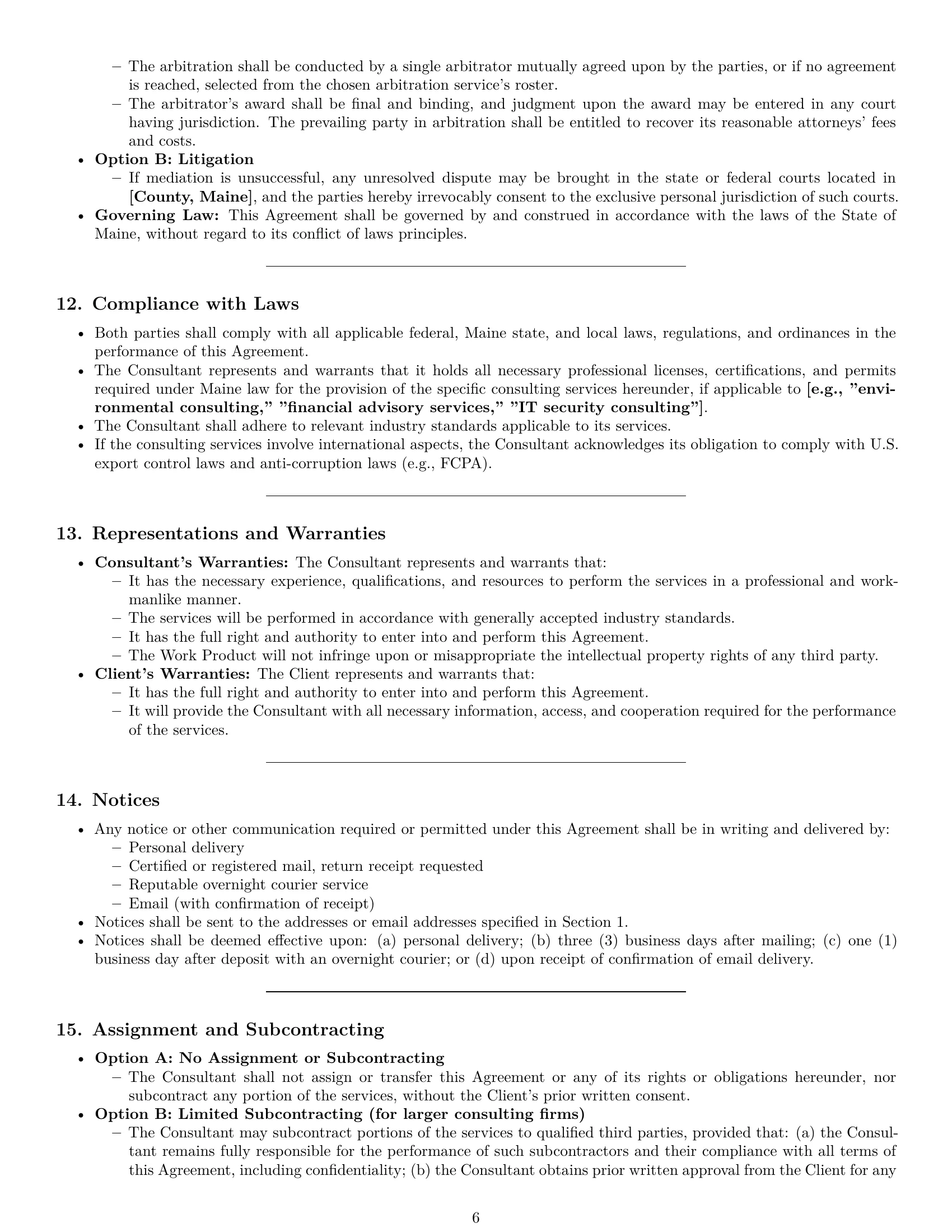 Preview page 6 of Pro Maine consulting independent contractor agreement template