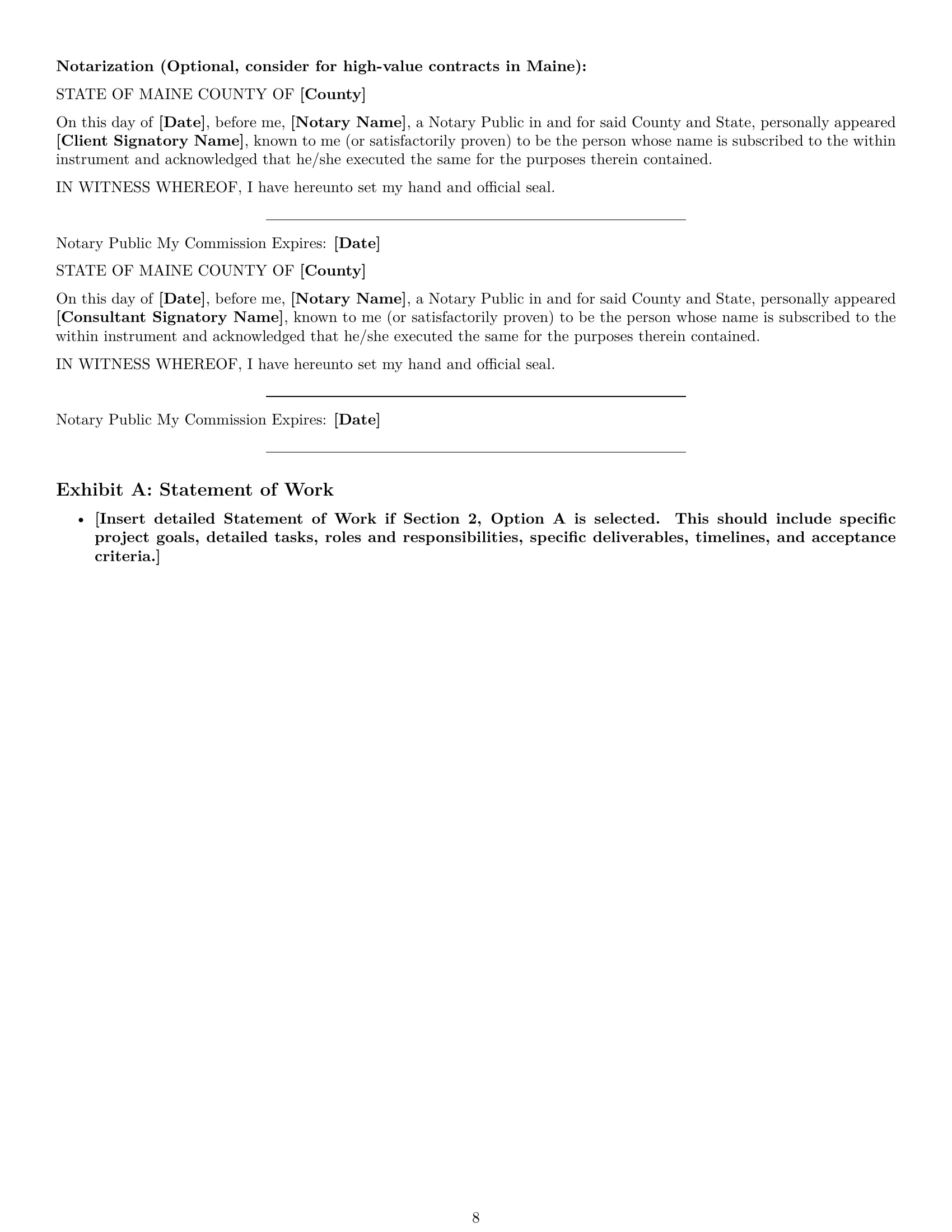Preview page 8 of Pro Maine consulting independent contractor agreement template