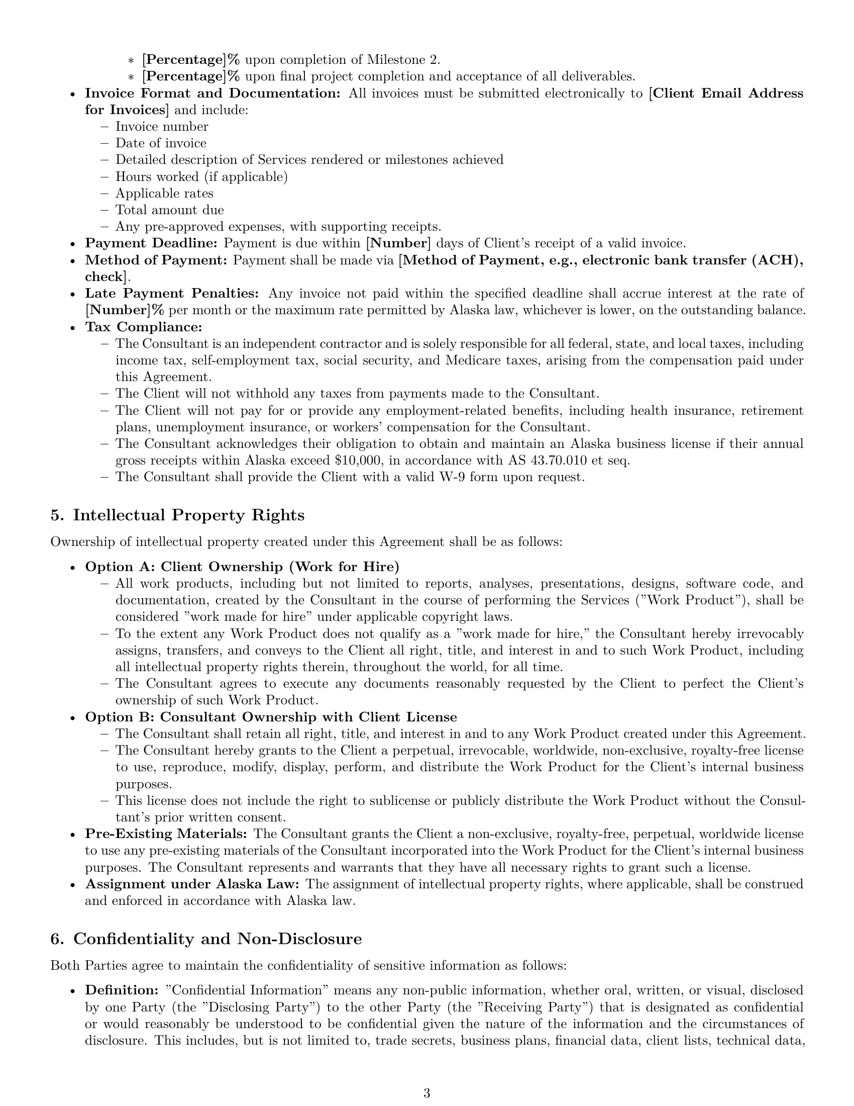 Preview page 3 of Pro Alaska consulting independent contractor agreement template
