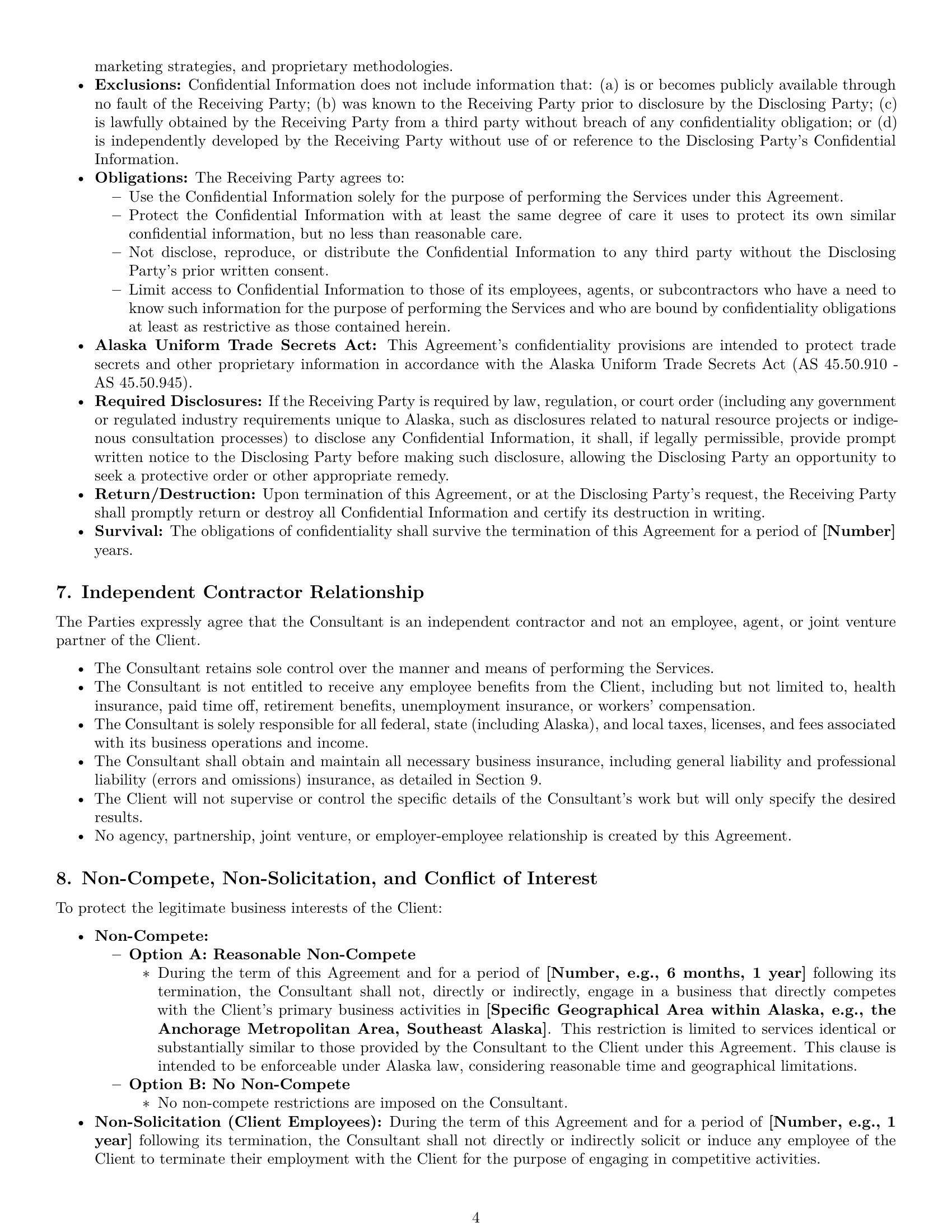 Preview page 4 of Pro Alaska consulting independent contractor agreement template