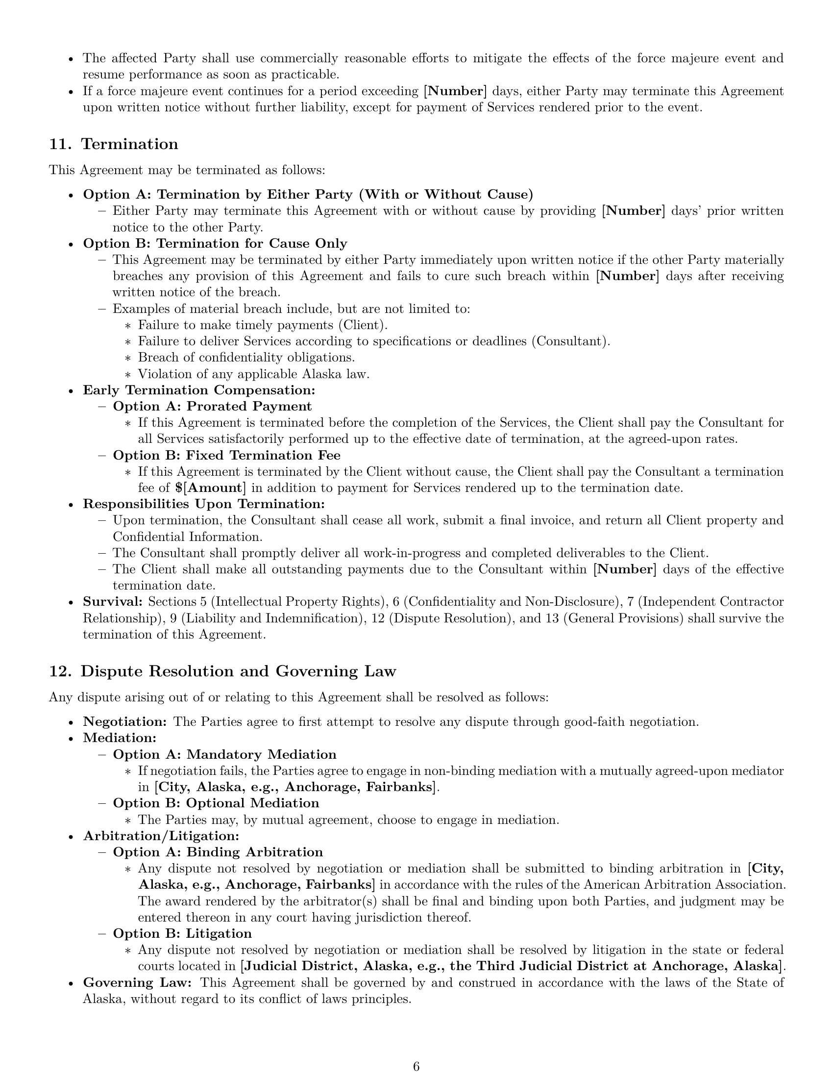 Preview page 6 of Pro Alaska consulting independent contractor agreement template