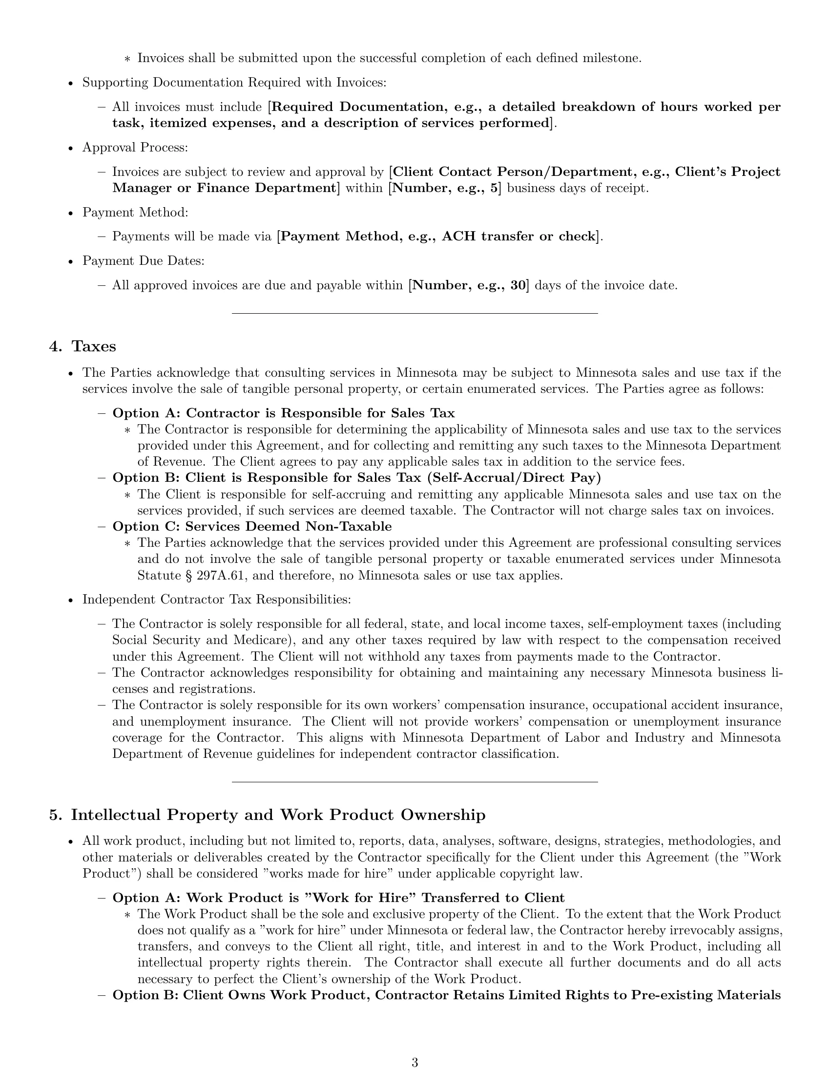 Preview page 3 of Pro Minnesota consulting independent contractor agreement template