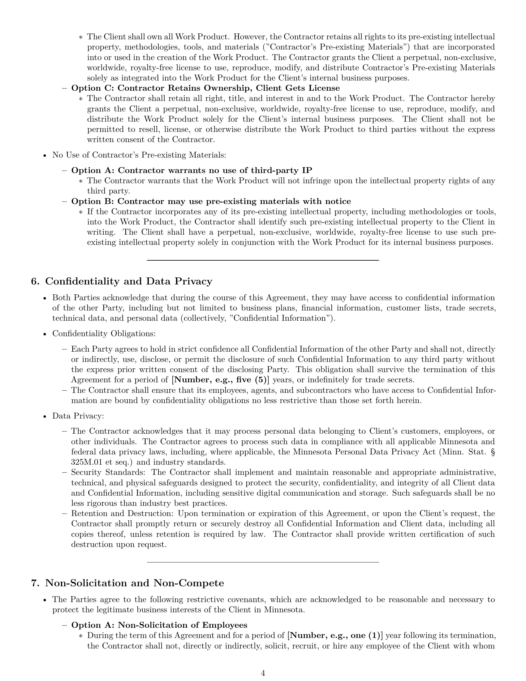 Preview page 4 of Pro Minnesota consulting independent contractor agreement template