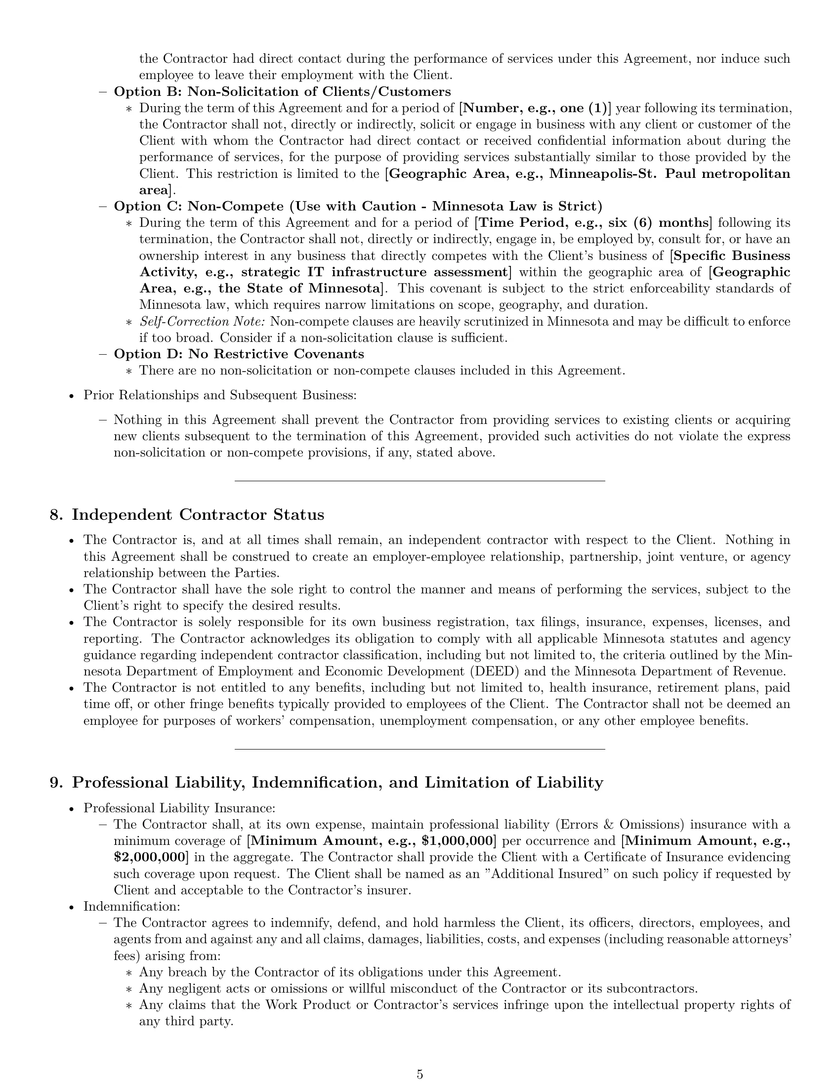 Preview page 5 of Pro Minnesota consulting independent contractor agreement template