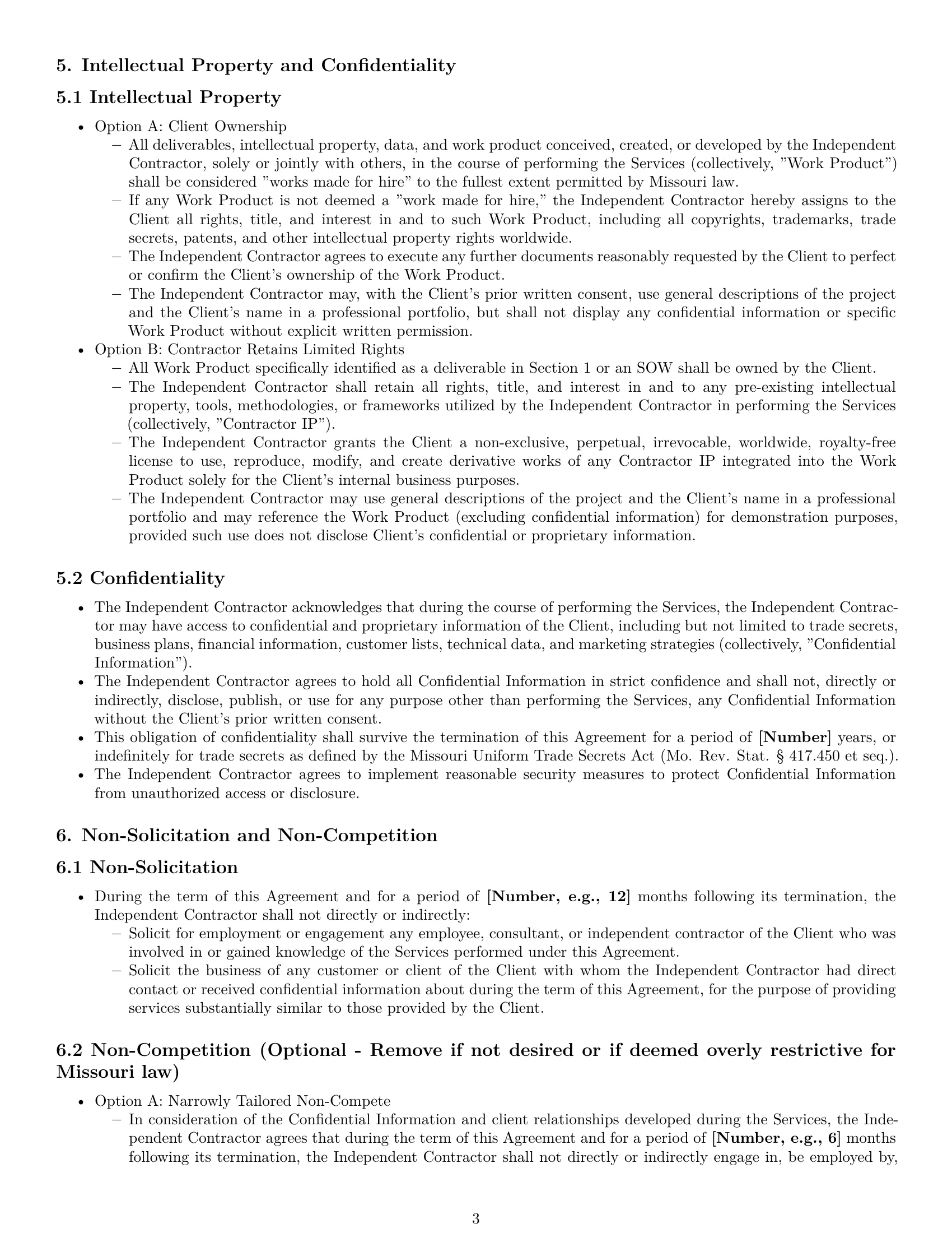 Preview page 3 of Pro Missouri consulting independent contractor agreement template