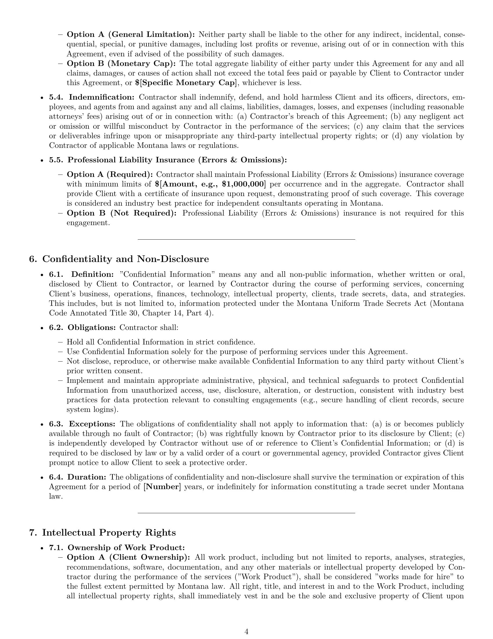 Preview page 4 of Pro Montana consulting independent contractor agreement template