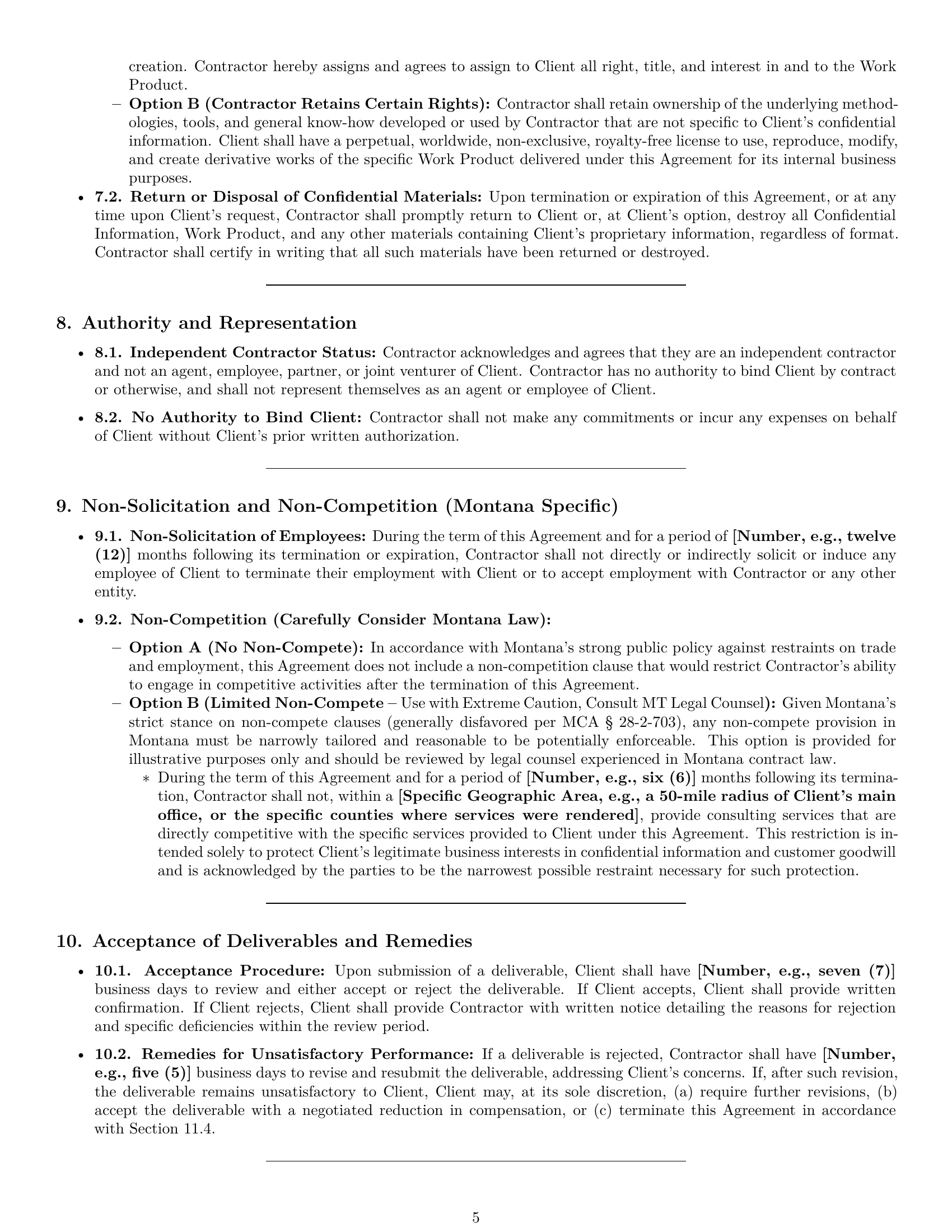 Preview page 5 of Pro Montana consulting independent contractor agreement template