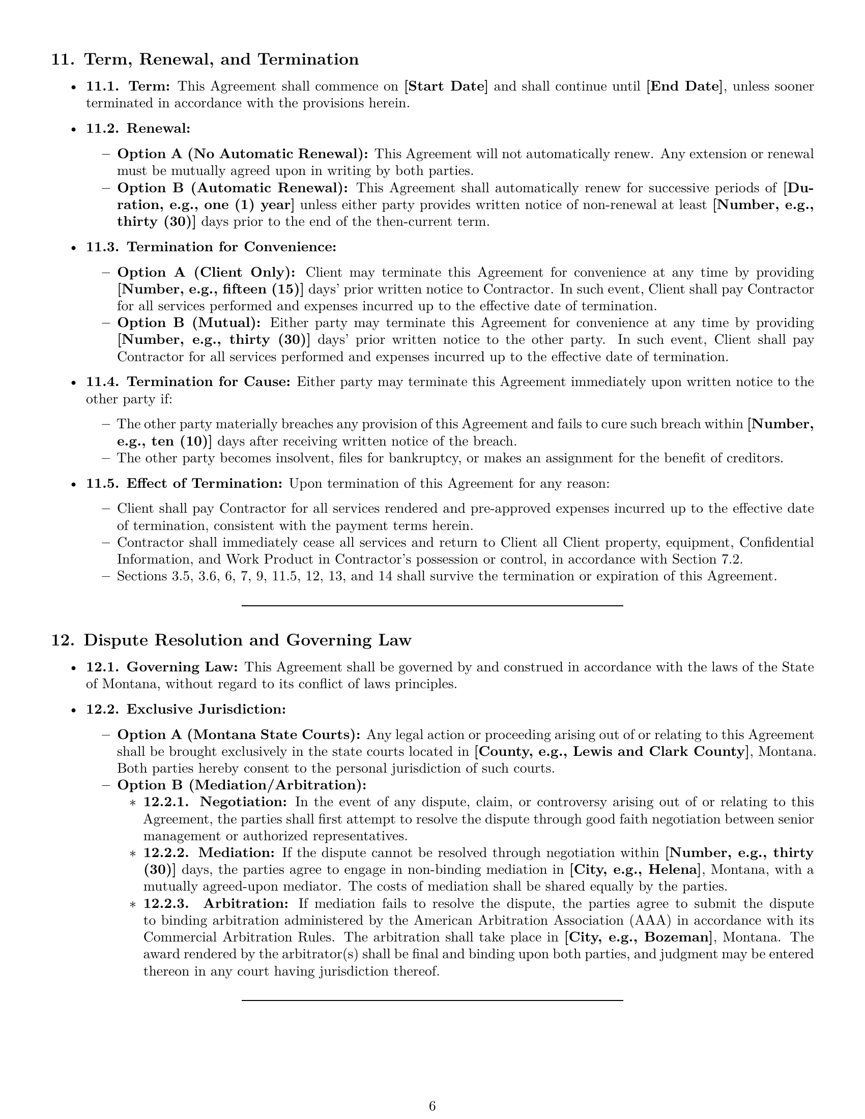 Preview page 6 of Pro Montana consulting independent contractor agreement template