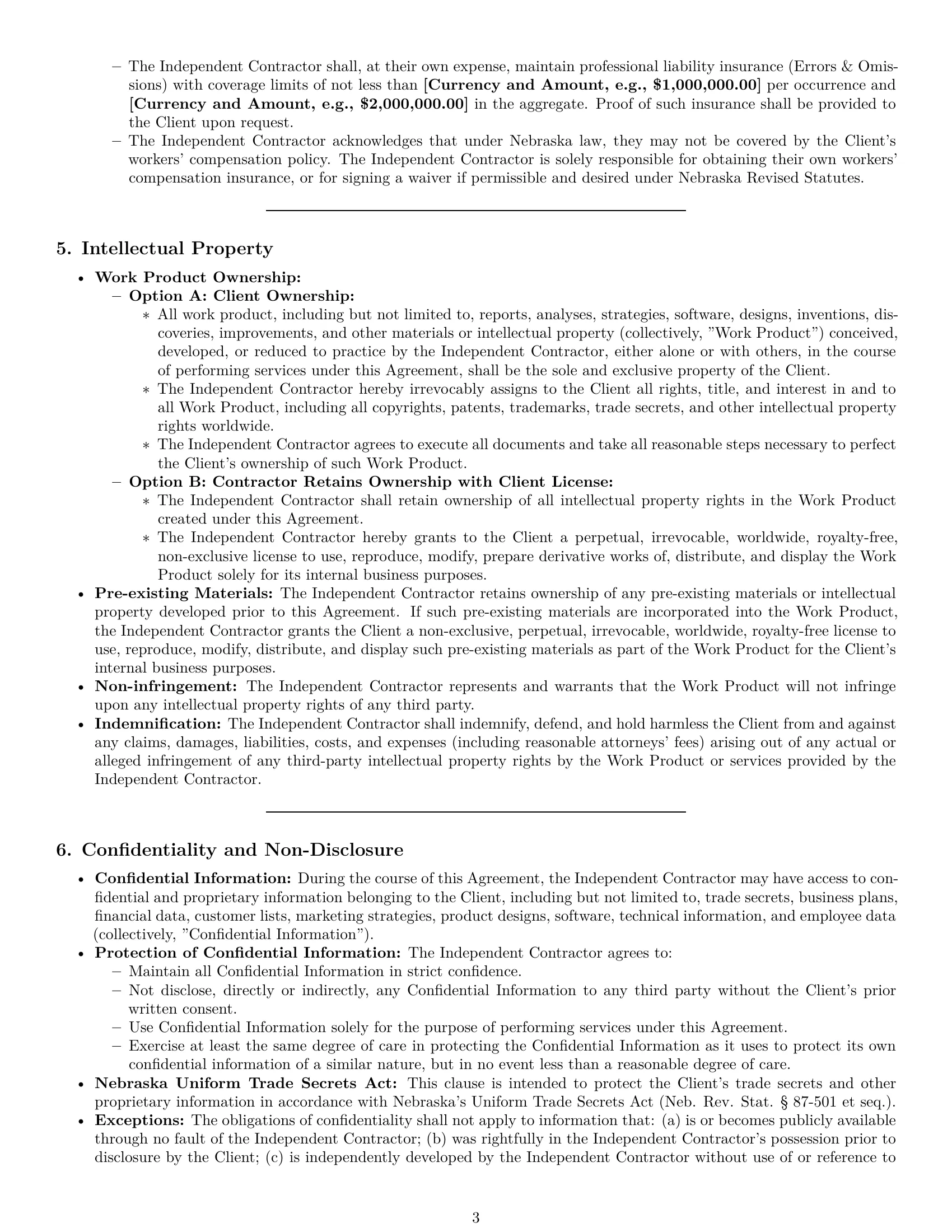 Preview page 3 of Pro Nebraska consulting independent contractor agreement template