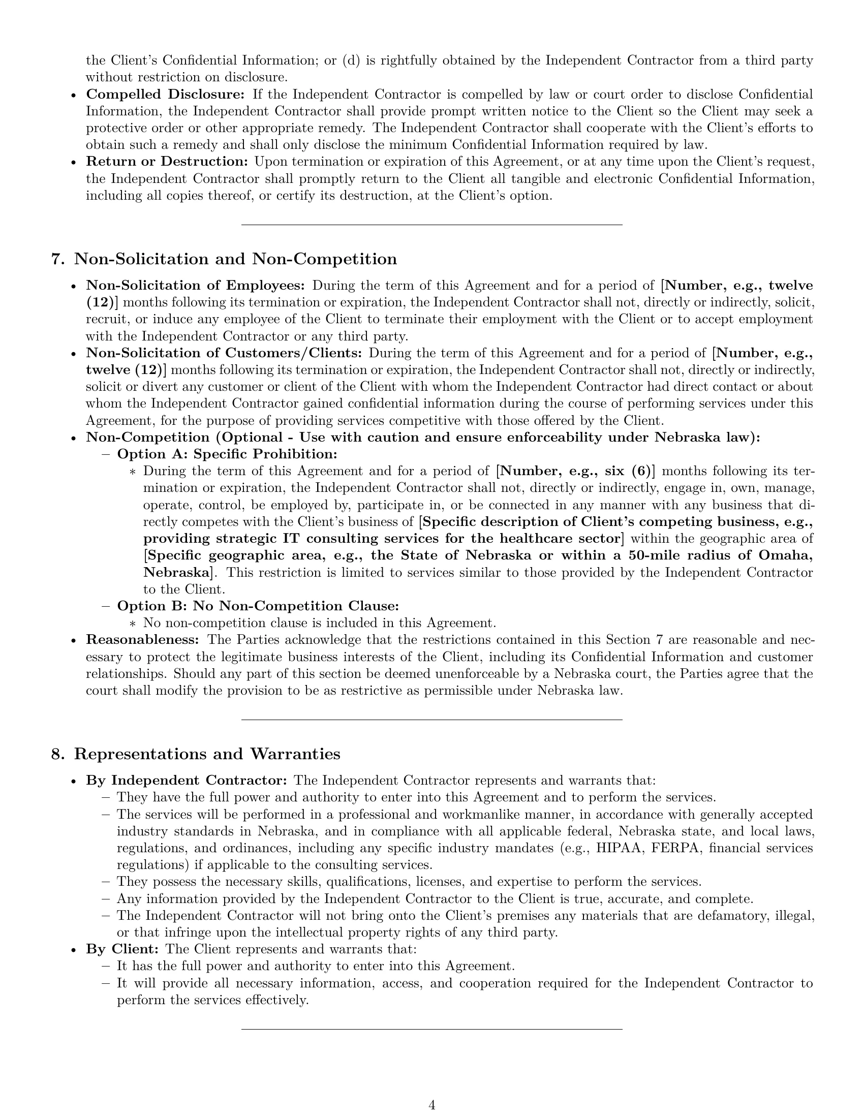 Preview page 4 of Pro Nebraska consulting independent contractor agreement template