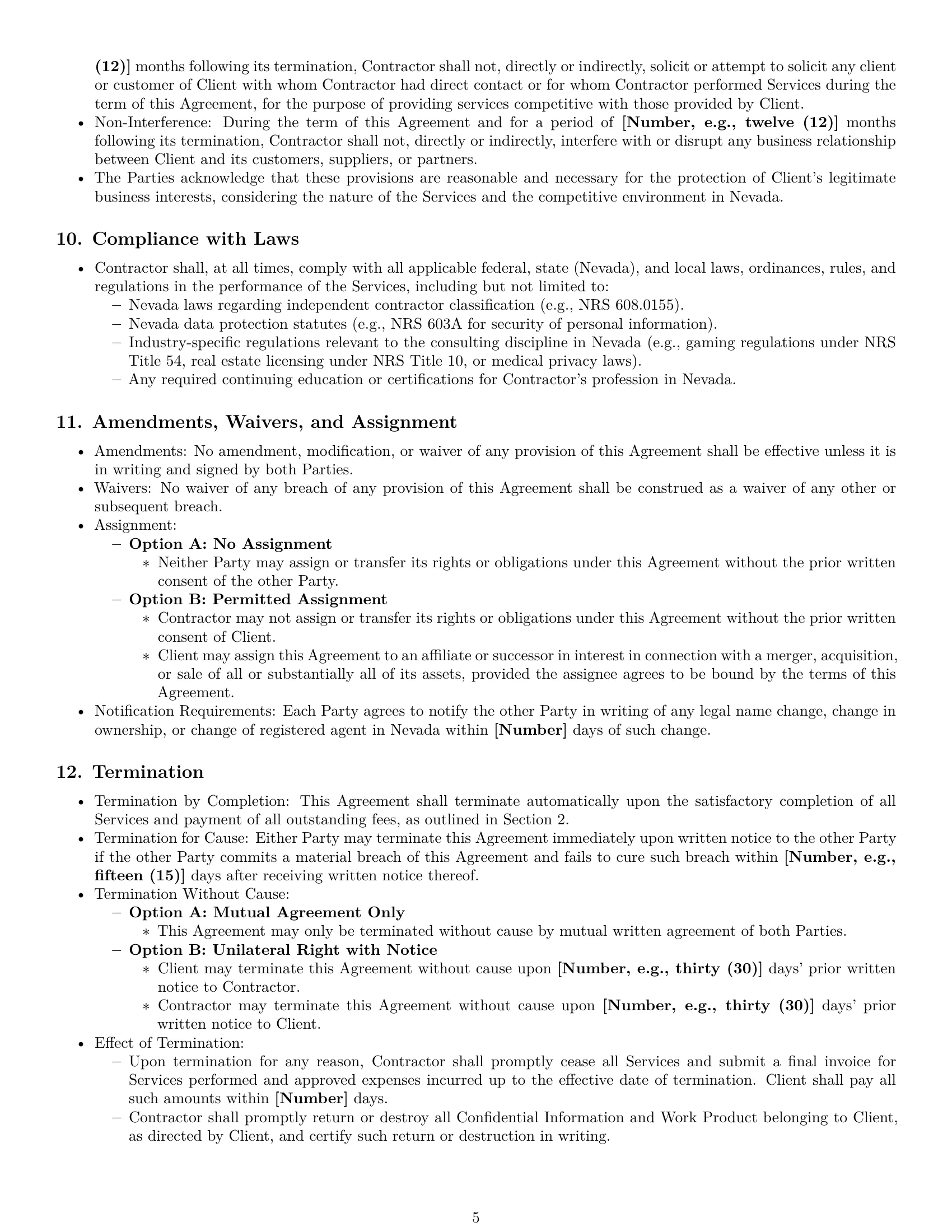 Preview page 5 of Pro Nevada consulting independent contractor agreement template