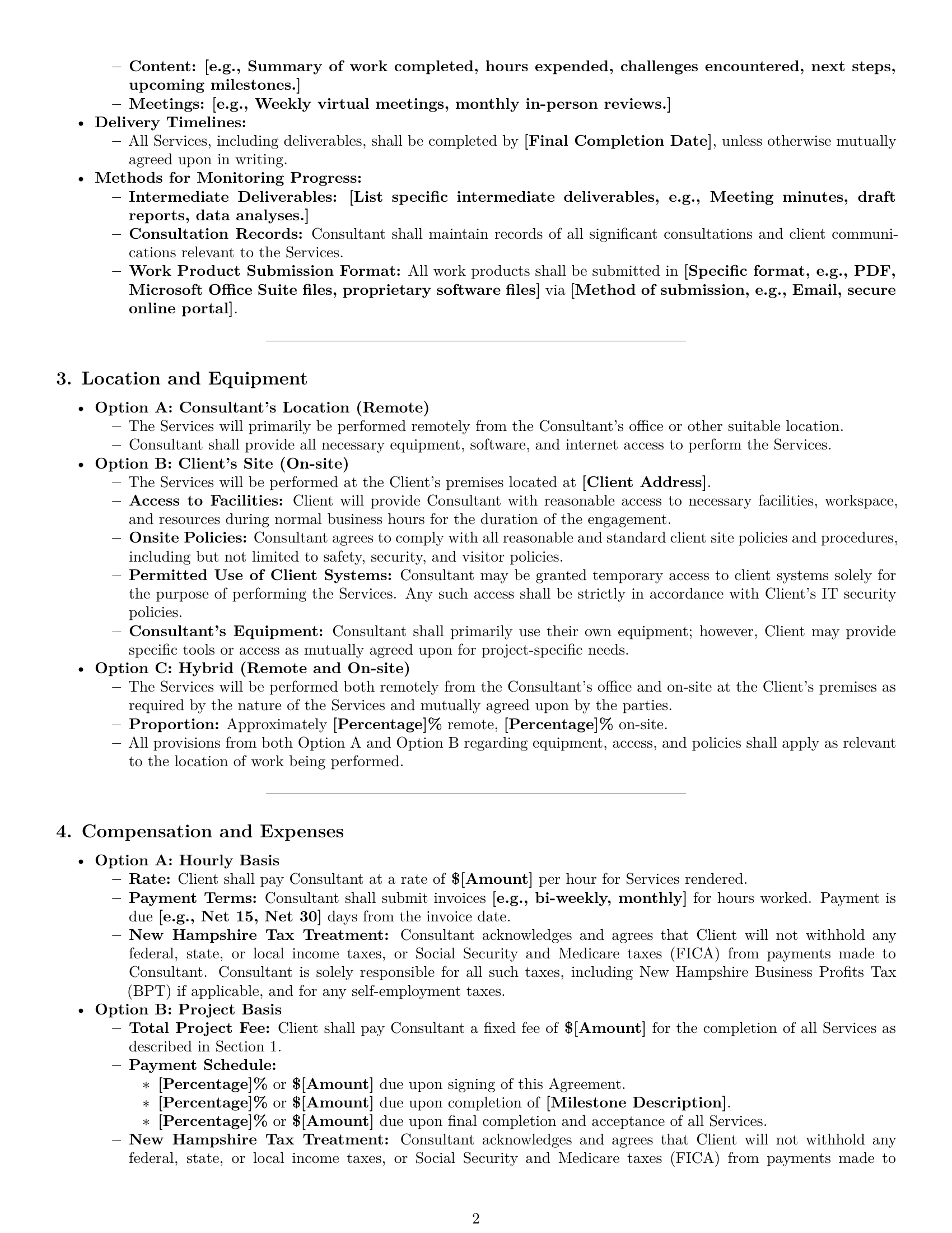 Preview page 2 of Pro New Hampshire consulting independent contractor agreement template