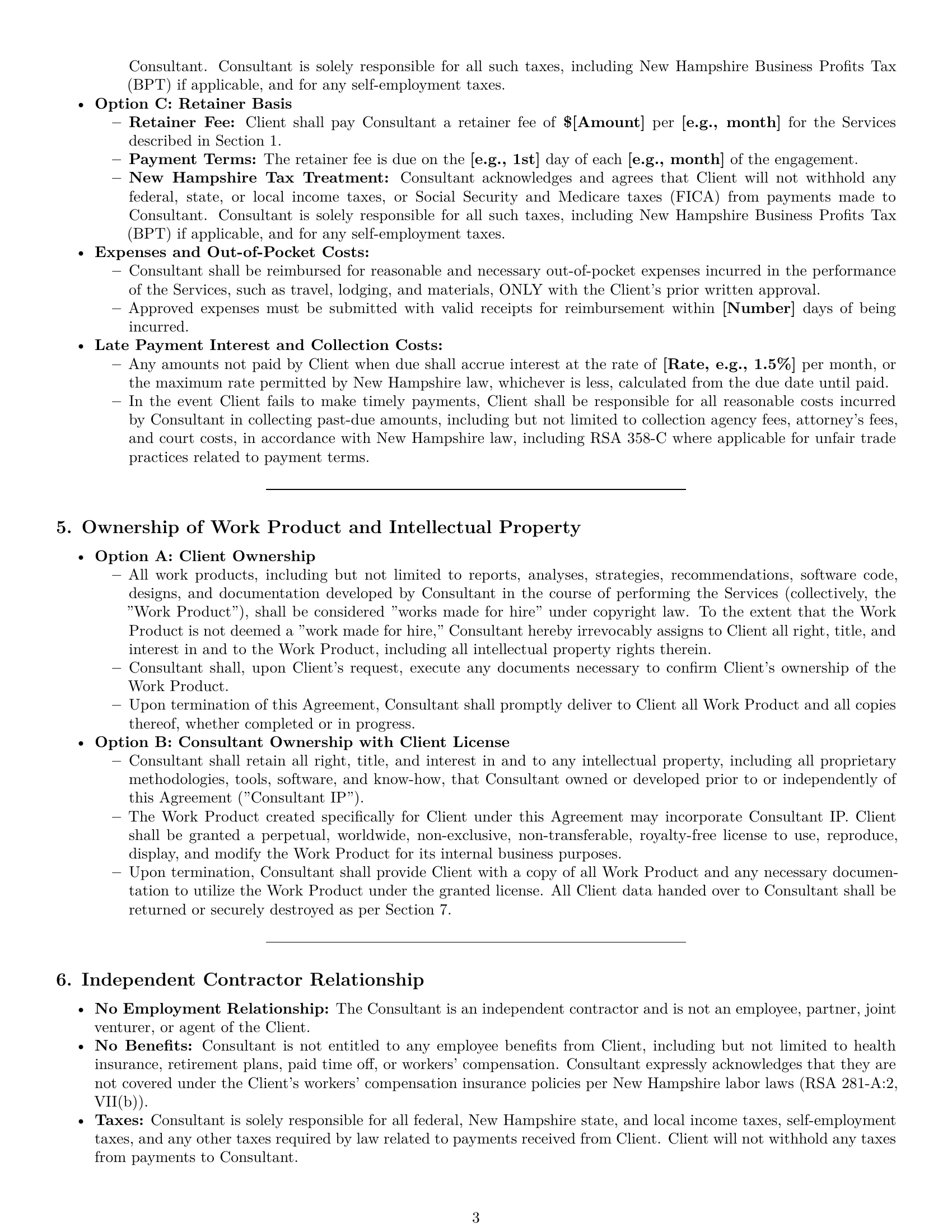 Preview page 3 of Pro New Hampshire consulting independent contractor agreement template