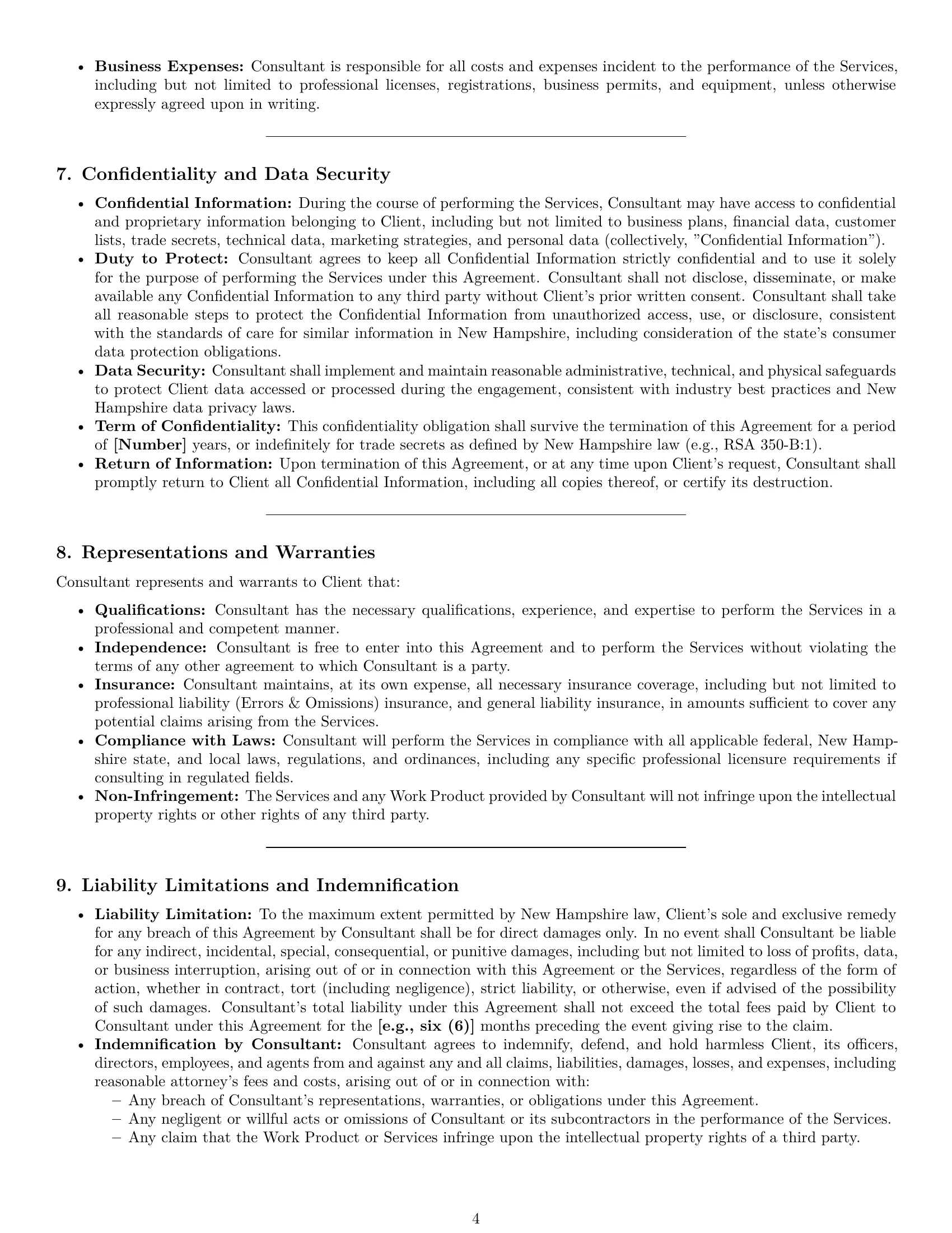 Preview page 4 of Pro New Hampshire consulting independent contractor agreement template