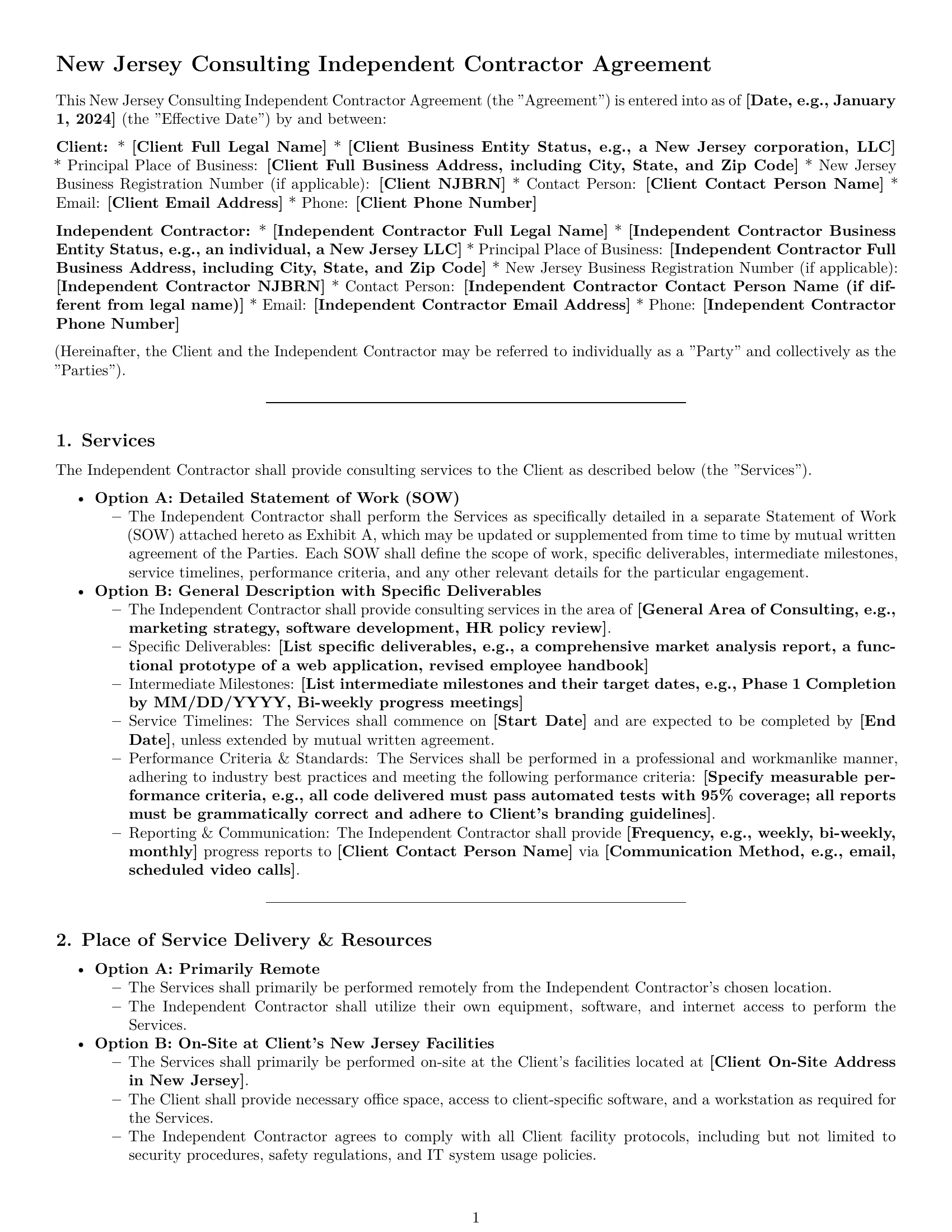 Preview page 1 of Pro New Jersey consulting independent contractor agreement template