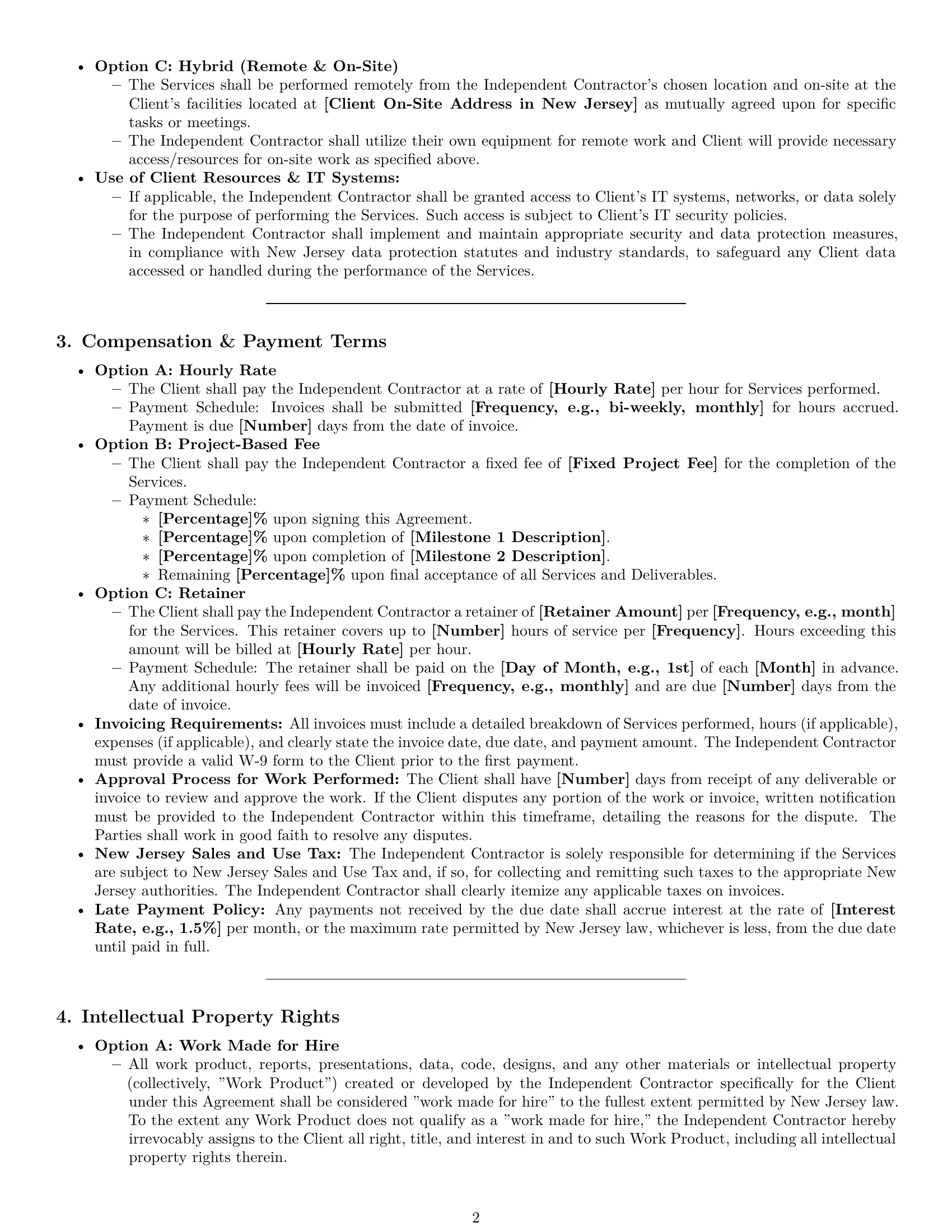 Preview page 2 of Pro New Jersey consulting independent contractor agreement template