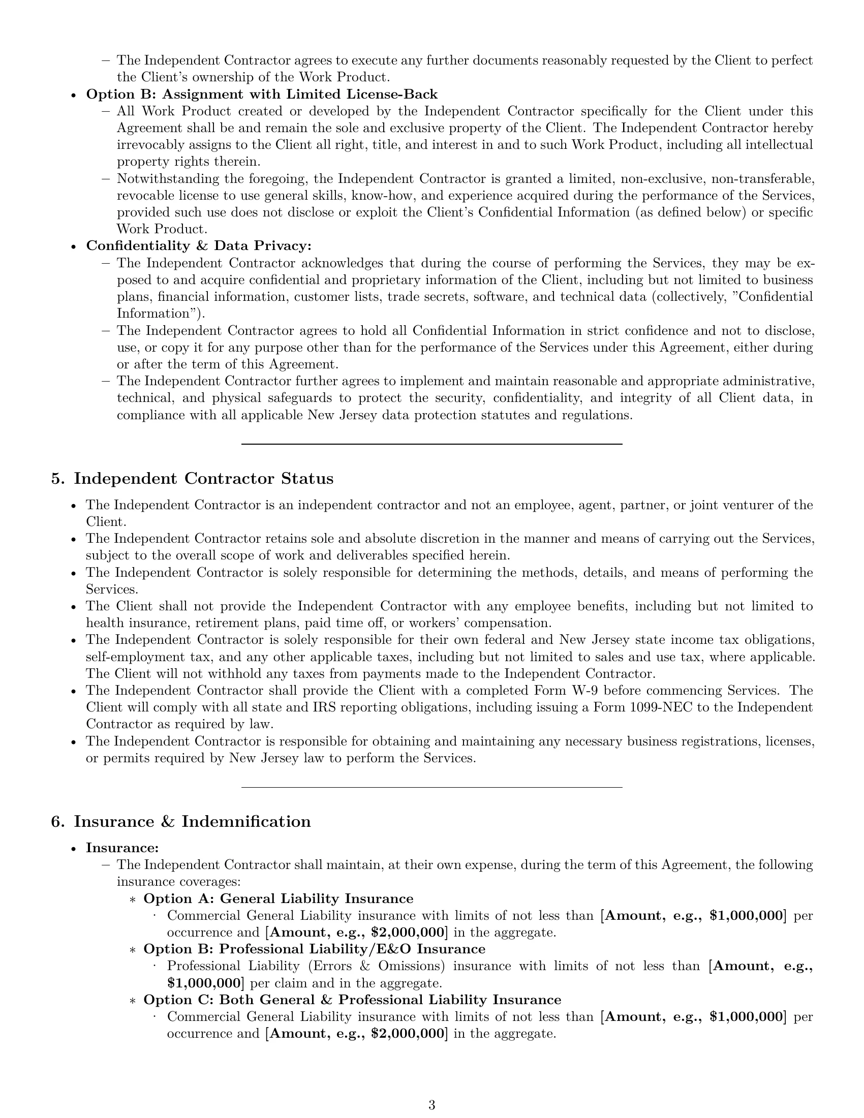 Preview page 3 of Pro New Jersey consulting independent contractor agreement template