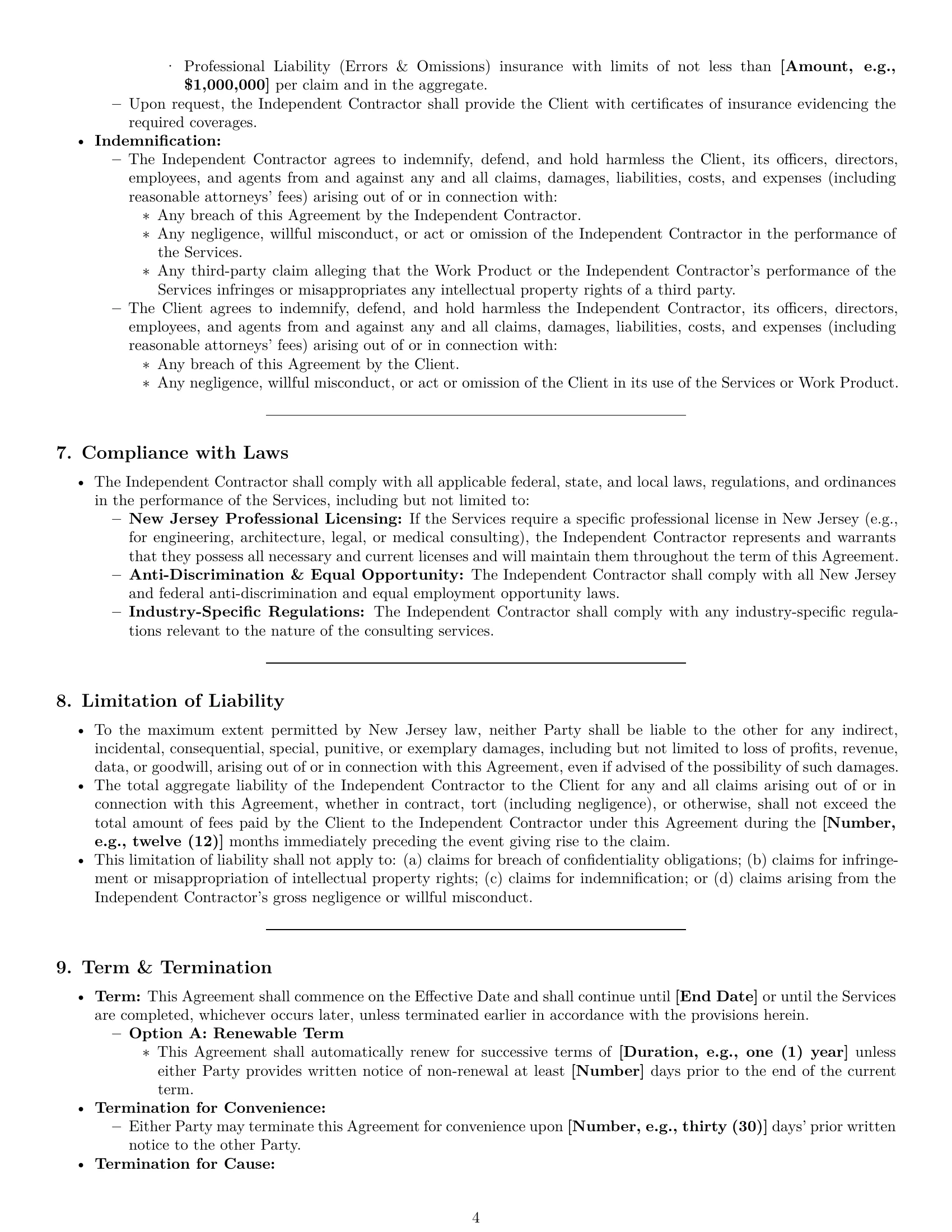 Preview page 4 of Pro New Jersey consulting independent contractor agreement template
