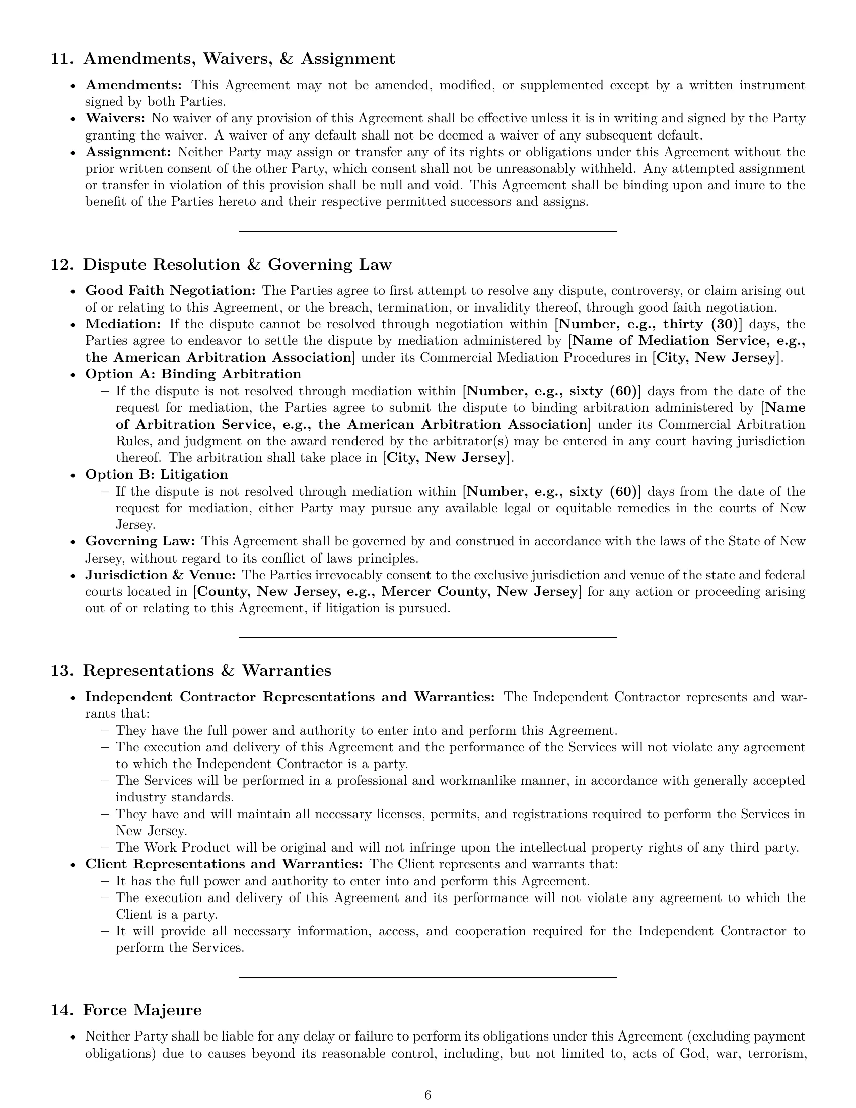 Preview page 6 of Pro New Jersey consulting independent contractor agreement template
