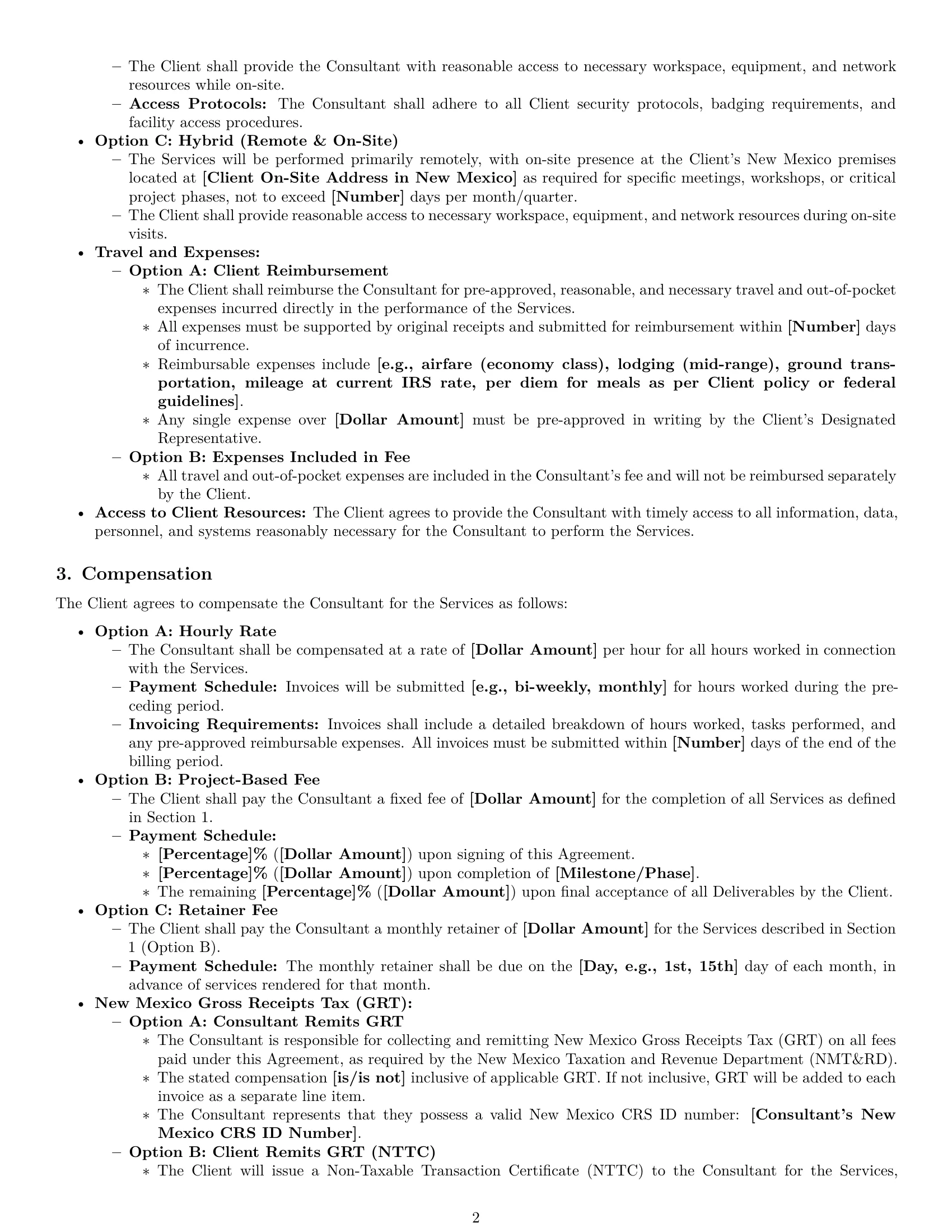 Preview page 2 of Pro New Mexico consulting independent contractor agreement template