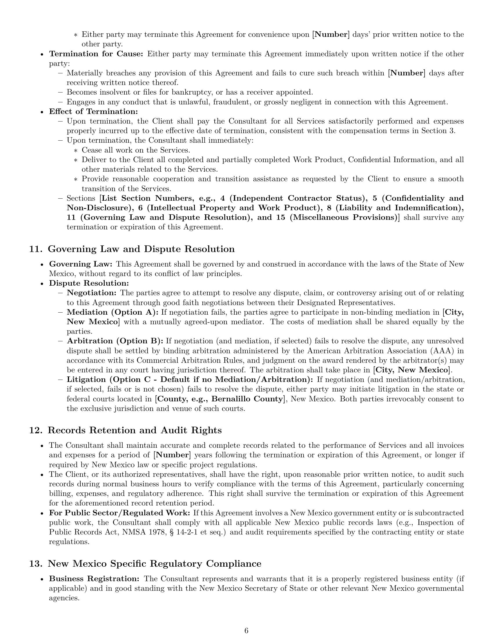 Preview page 6 of Pro New Mexico consulting independent contractor agreement template