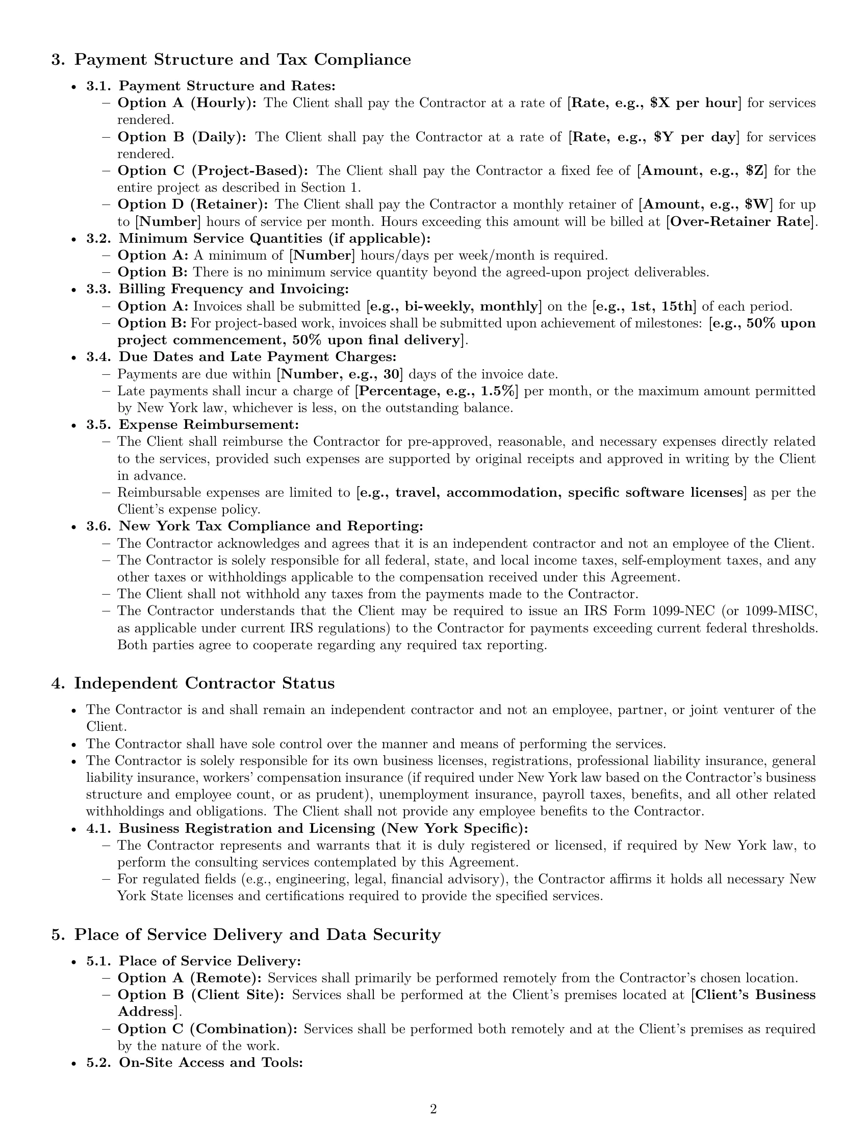Preview page 2 of Pro New York consulting independent contractor agreement template